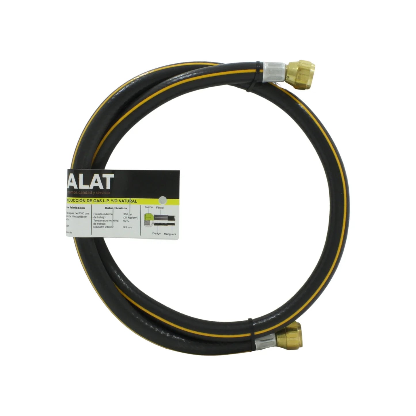 Manguera para gas 1 m PVC negra
