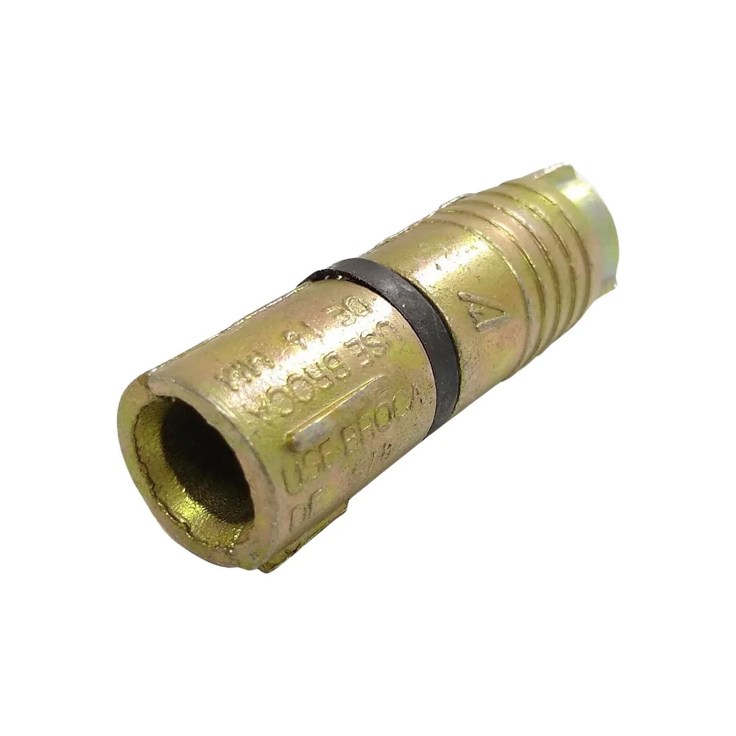 Taquete de expansión tipo Z metálico dorado para fijación en concreto, medida de broca 10mm.