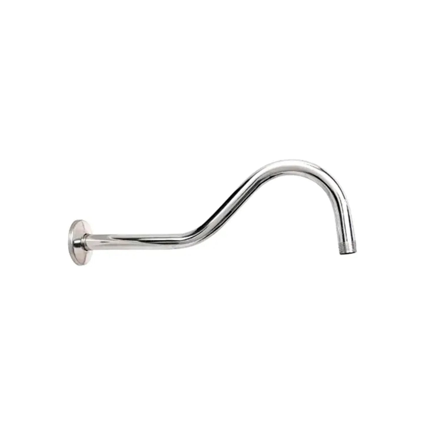 Brazo curvo para regadera cromado de 50 cm con chapetón, para instalación de baño.