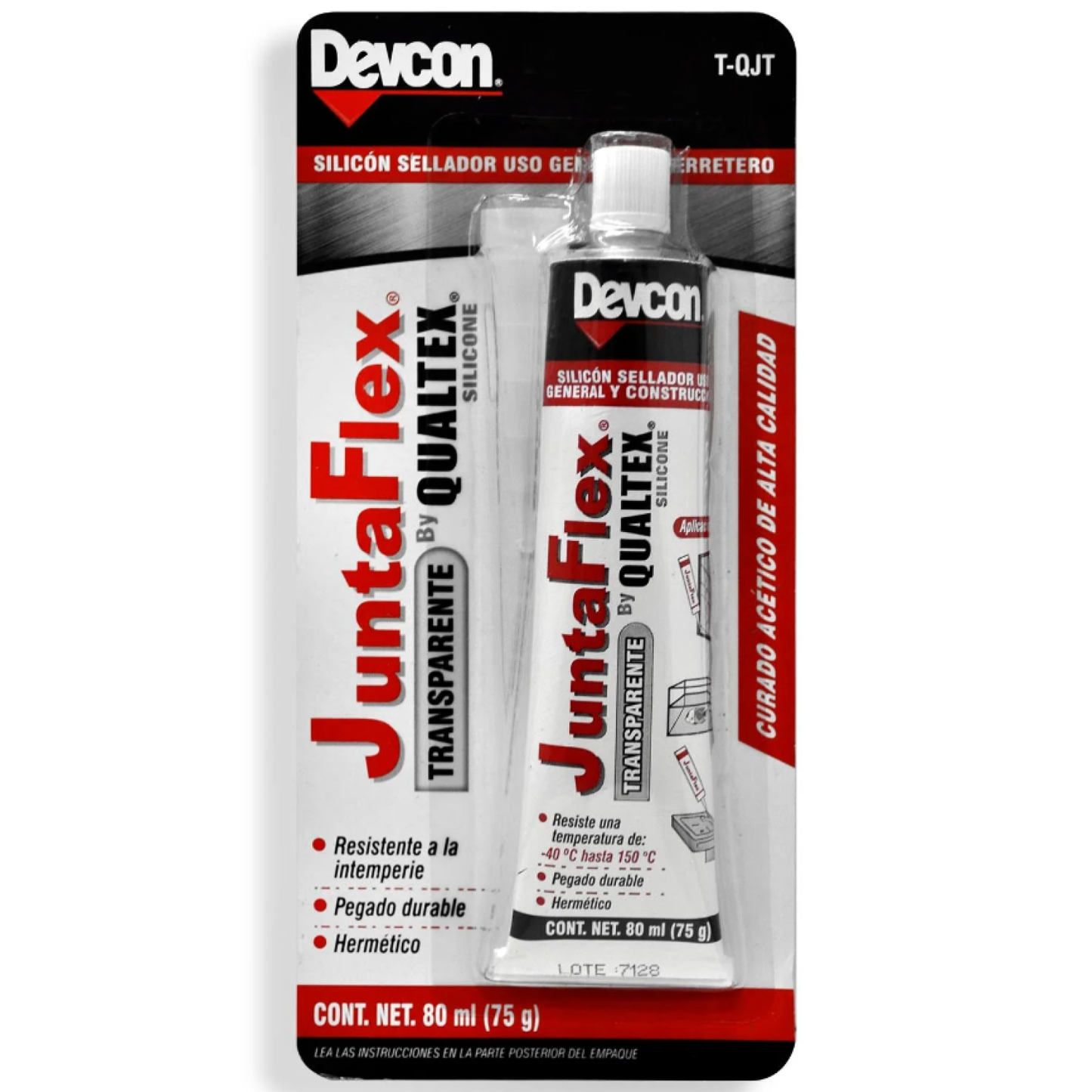 Silicón transparente 80 ml uso general Devcon T-QJT Juntaflex
