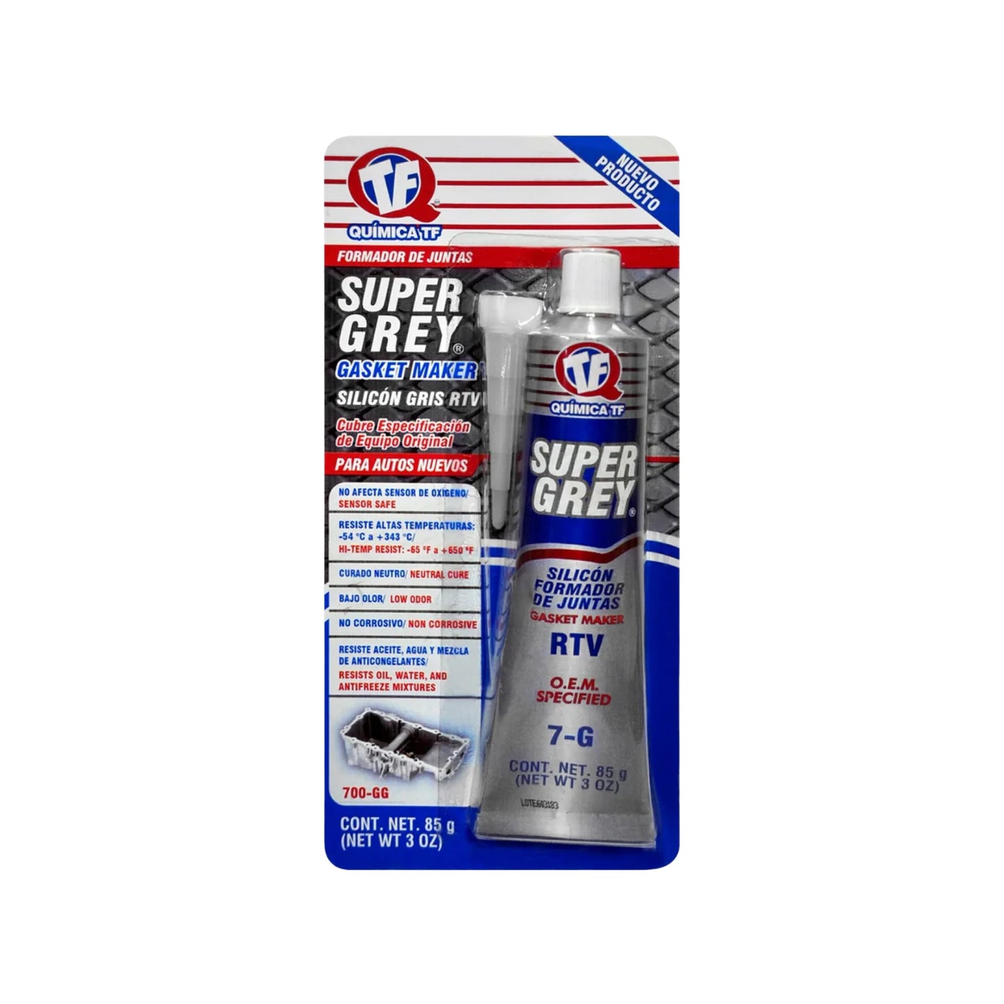 Silicón gris 85 g altas temperaturas Química TF Super Gray 700GG