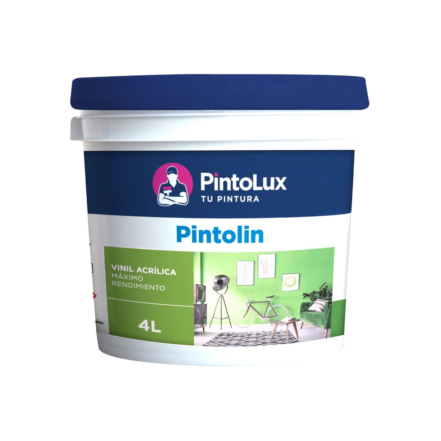 Pintura vinílica acrílica Pintolux verde pistache 4 litros, máximo rendimiento para interiores