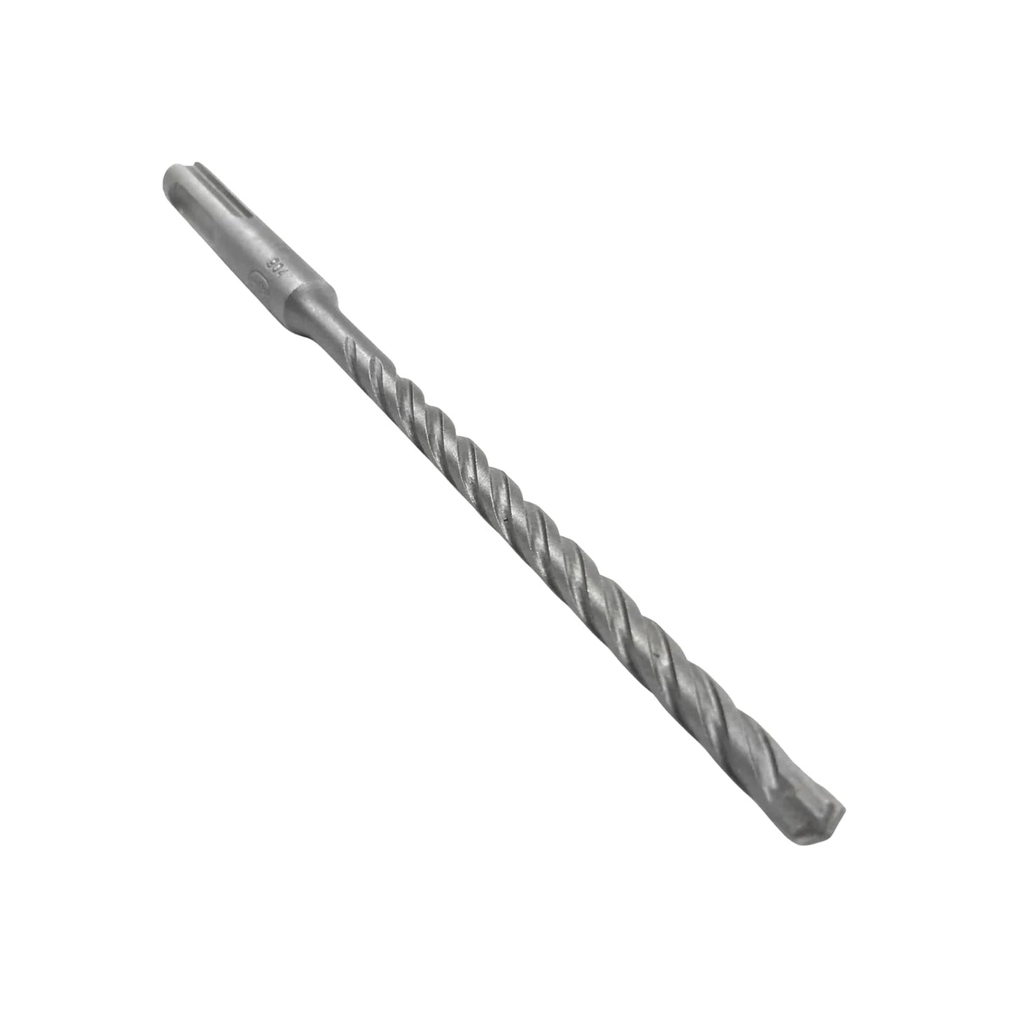 Broca SDS plus para taladro percutor, metal gris, diseño espiral para perforar concreto y mampostería.