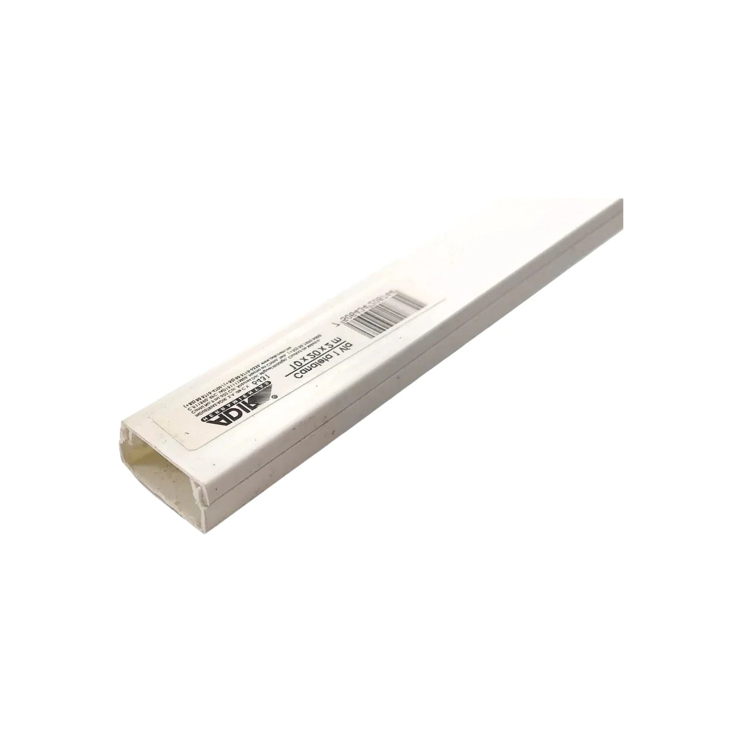 Canaleta plástica Adir blanca 1 vía 10x50mm para organización y protección de cables eléctricos.