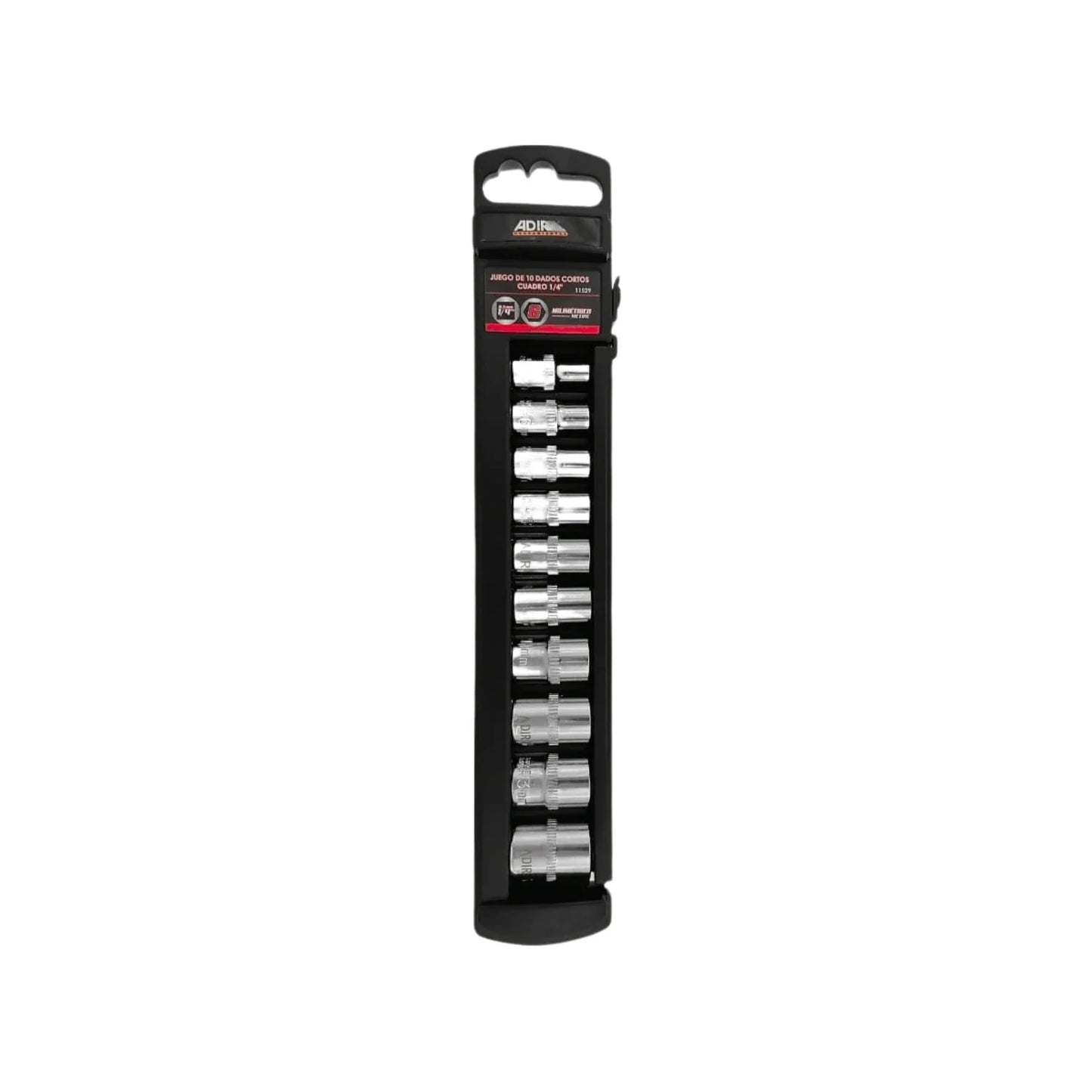 Juego de dados milimétricos 1/4" 10 piezas Adir 11529