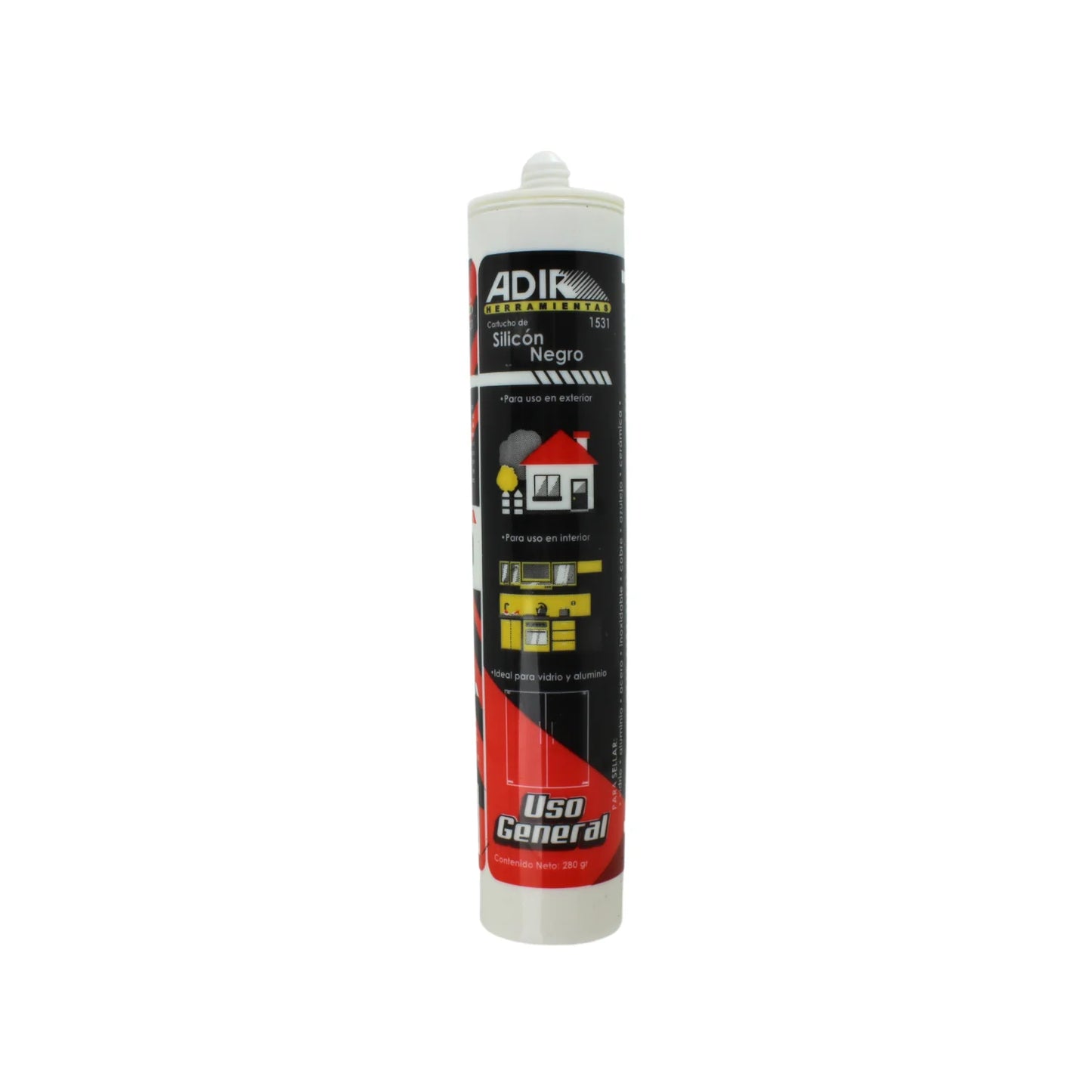 Silicon negro 280 gr uso general Adir 1531