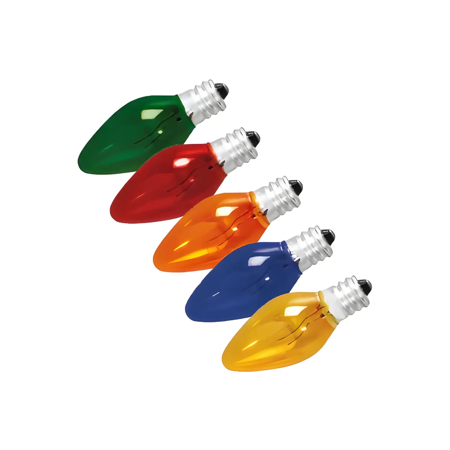 Set de 5 focos decorativos de colores: verde, rojo, naranja, azul, amarillo para guirnaldas