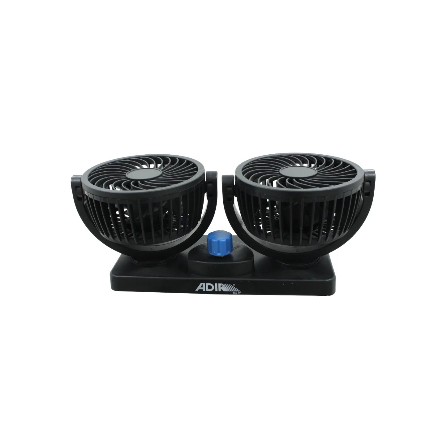 Ventilador doble para automóvil Adir de 12V con cabezales giratorios y control de velocidad color negro