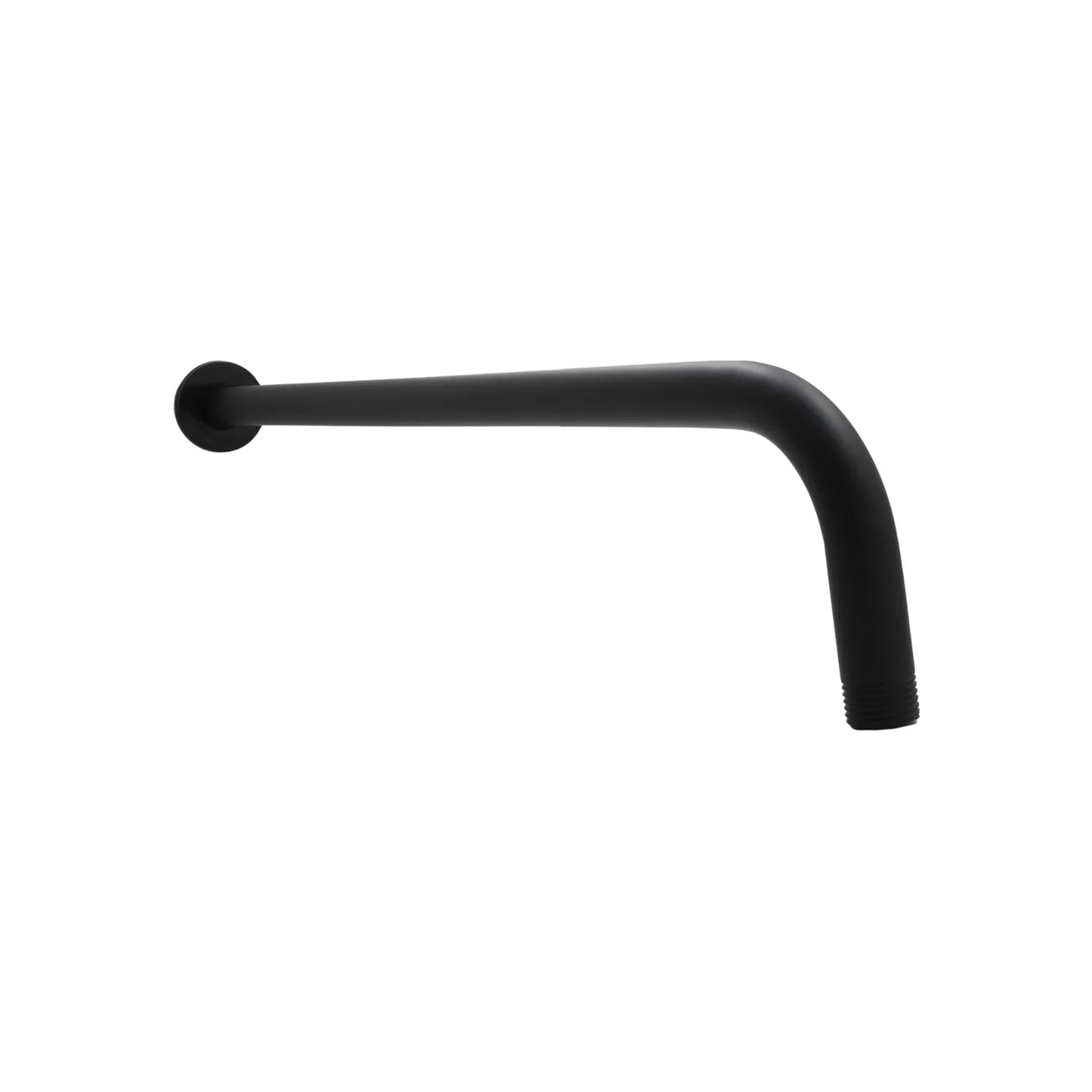 Brazo de ducha negro mate curvo en forma de L para instalación a pared