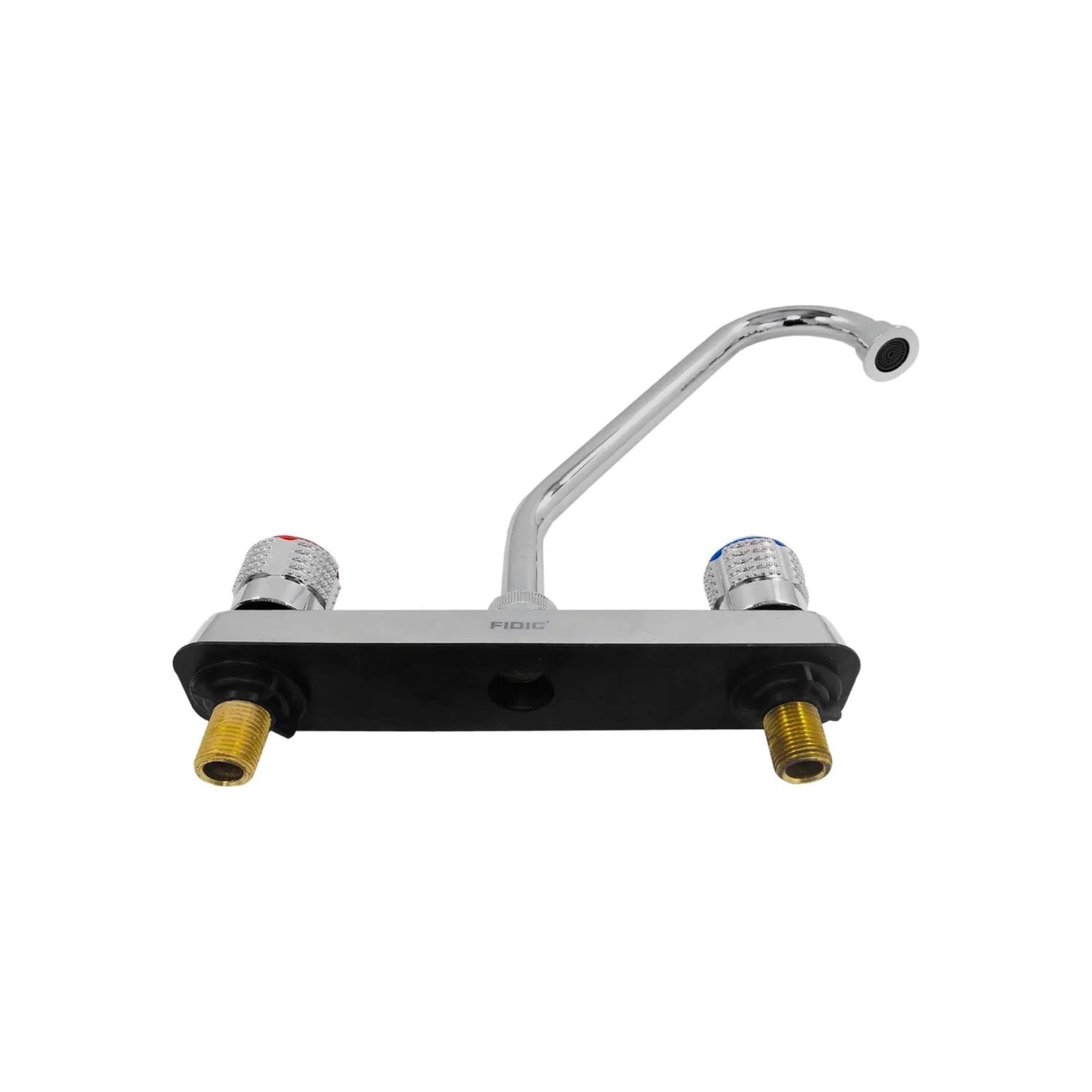 Mezcladora FIDIC para fregadero de cocina, cromo, dos manijas con indicadores, estilo industrial 8 pulgadas