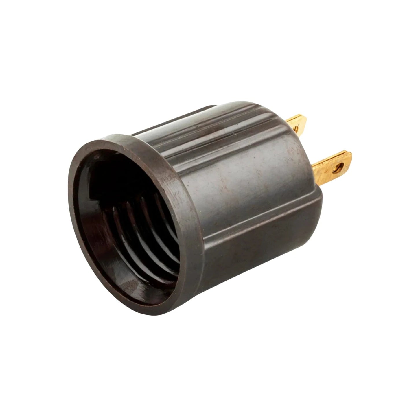 Adaptador de socket a clavija eléctrica café, enchufe de dos puntas para focos y bombillas.