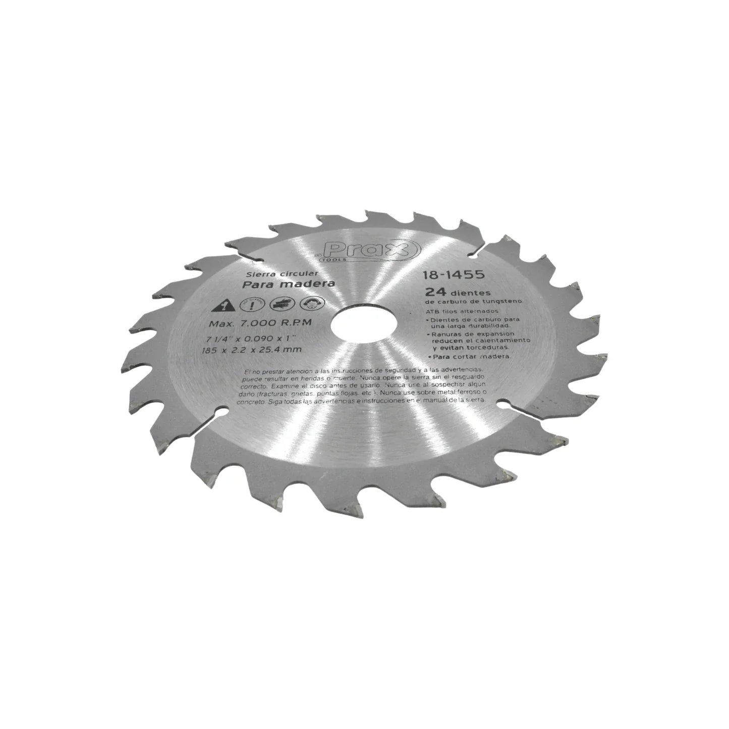 Sierra circular 7 1/4" de 24 dientes para madera Prax 181455