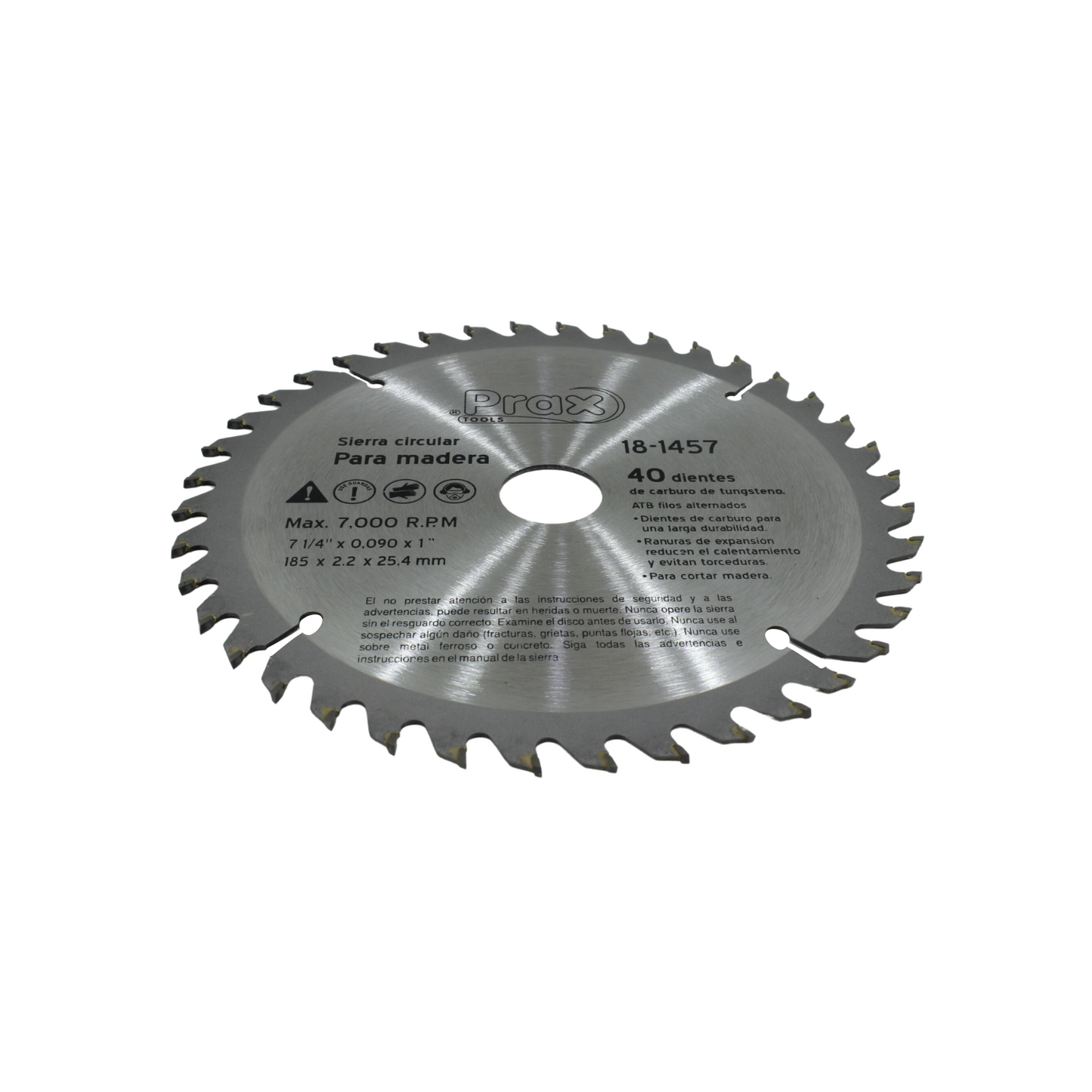 Disco sierra circular 7 1/4" de 40 dientes para madera Prax 18-1457
