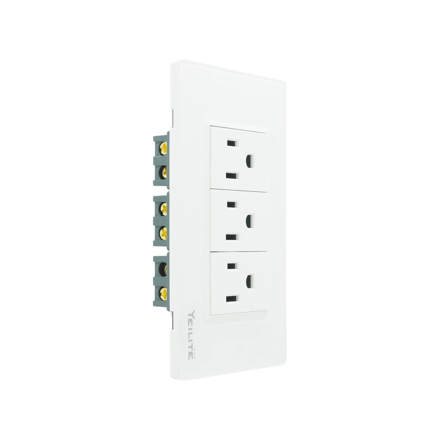 Placa de 3 contactos Yeilite blanca para toma de corriente, instalación eléctrica de pared.