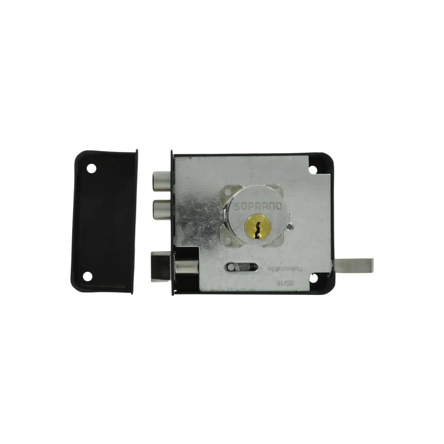 Cerradura/Chapa instafacil dos bulones derecha negra Soprano 9290307