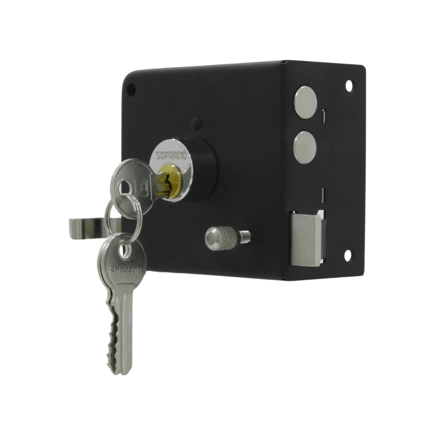 Cerradura/Chapa instafacil dos bulones derecha negra Soprano 9290307