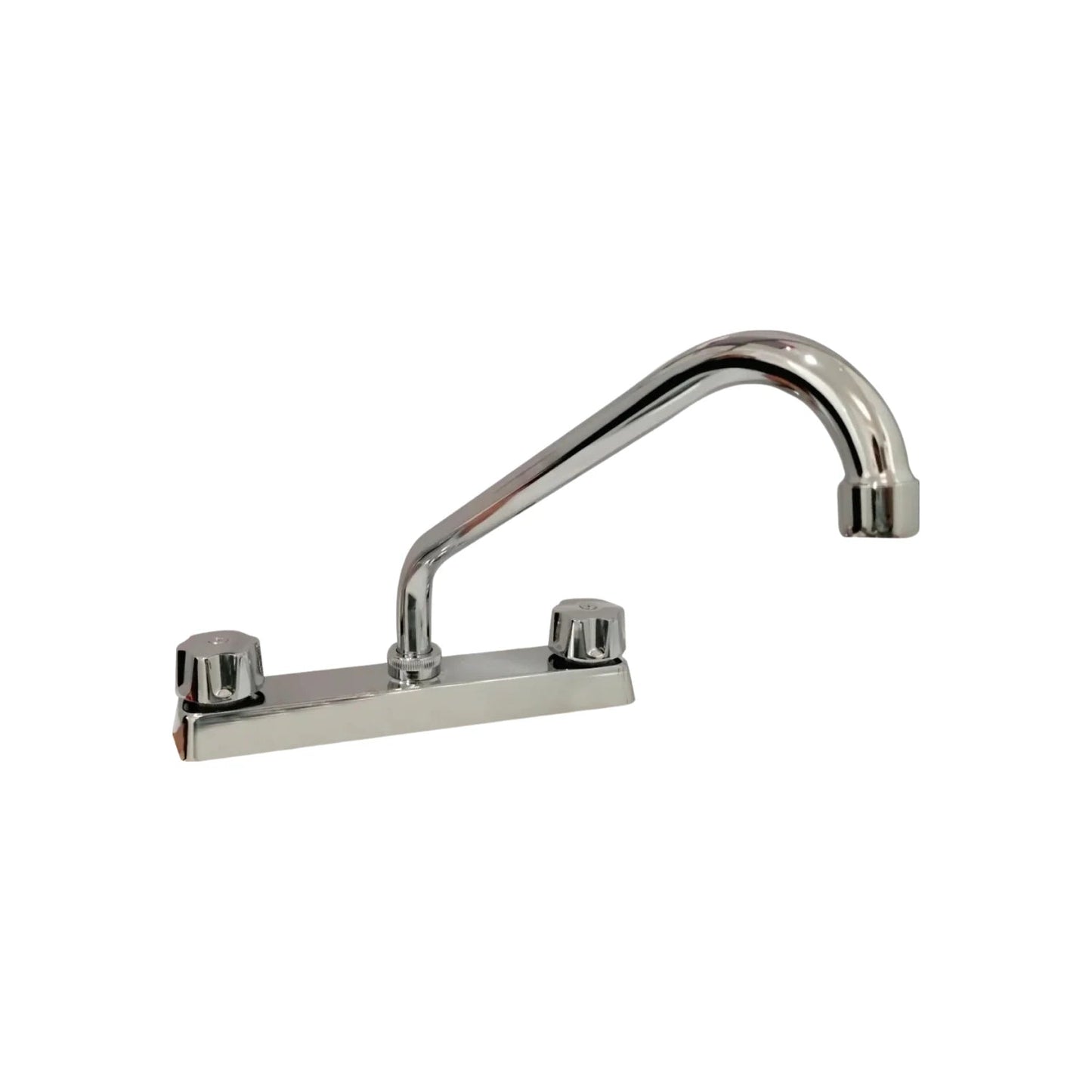 Mezcladora de fregadero de cocina 2 manerales, cuello de ganso, cromo brillante