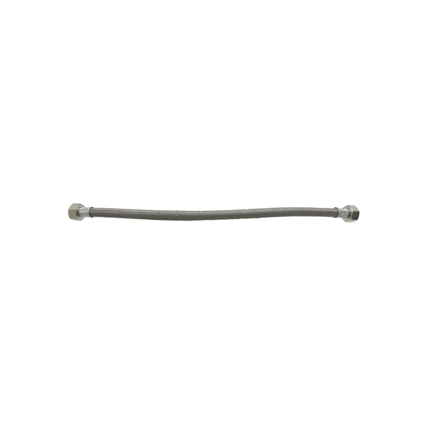 Manguera flexible de acero inoxidable trenzado para agua con tuercas hexagonales para conexiones de fontanería.
