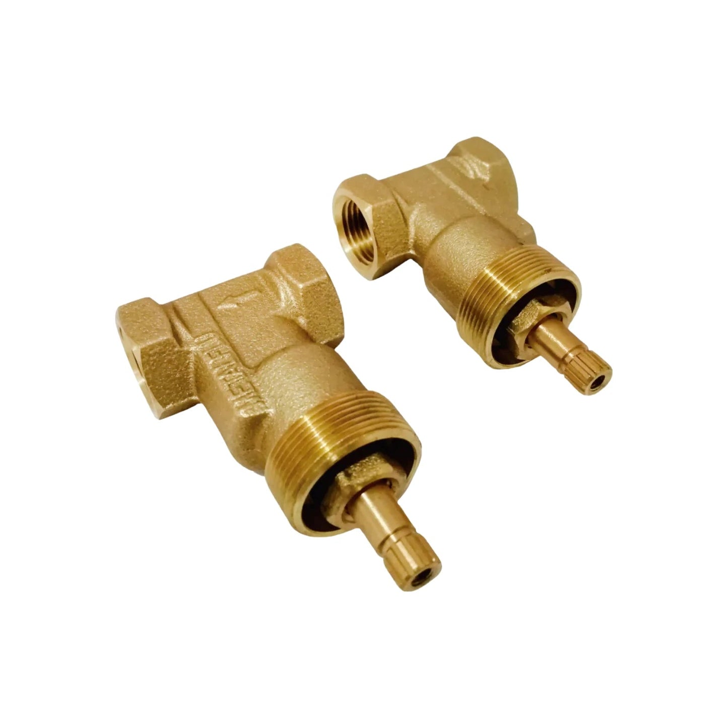 Par de llaves para regadera roscables de latón, válvulas de ducha Metalflu para instalación de plomería