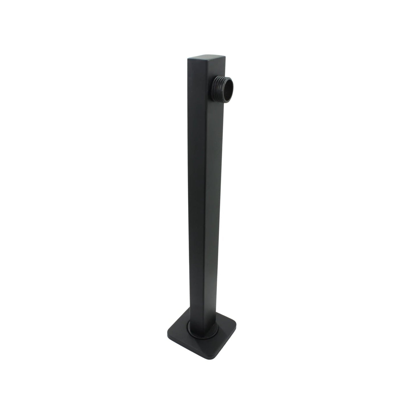 Brazo de regadera cuadrado negro mate, conector roscado para instalación de ducha moderna