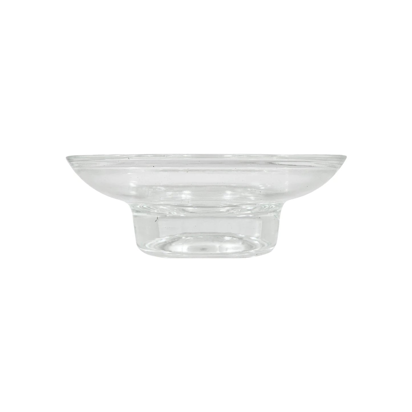 Jabonera de cristal transparente redonda con base elevada para baño, accesorio de diseño simple y elegante