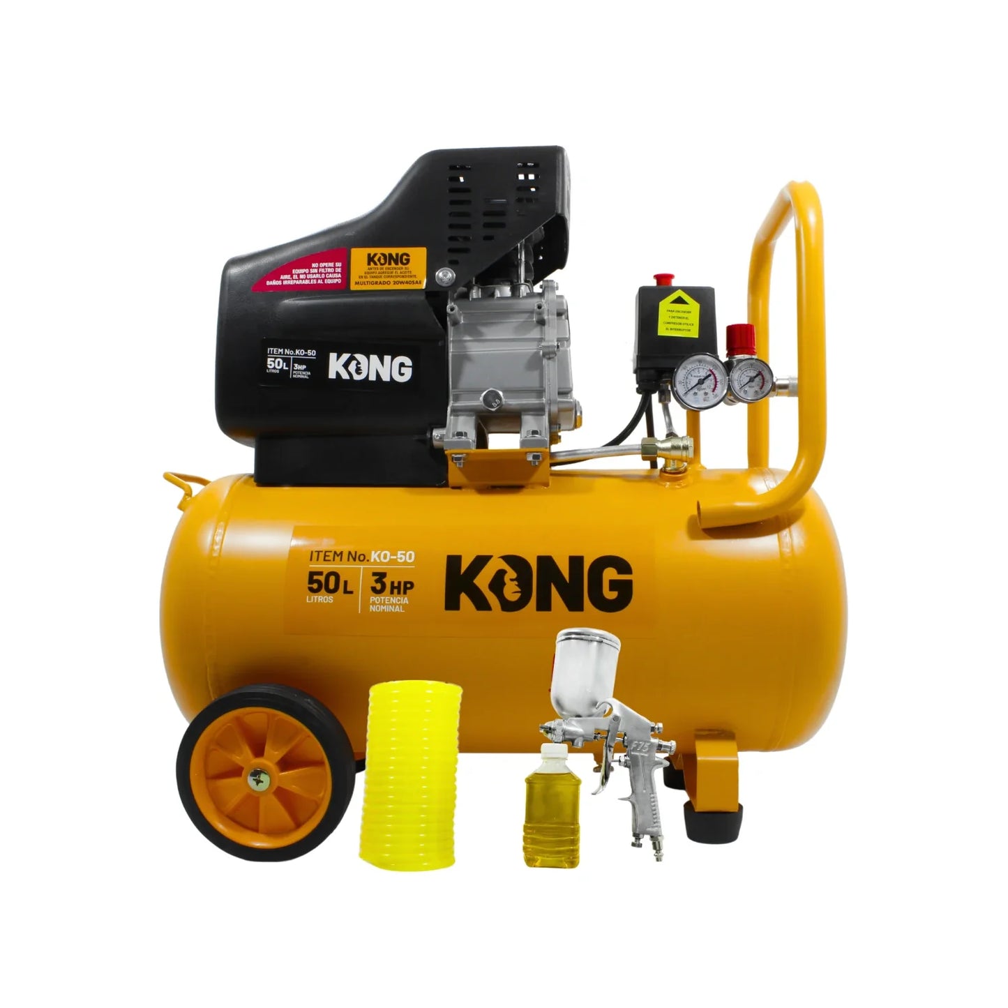 Compresora 3 HP 50 litros con accesorios Kong KO-50