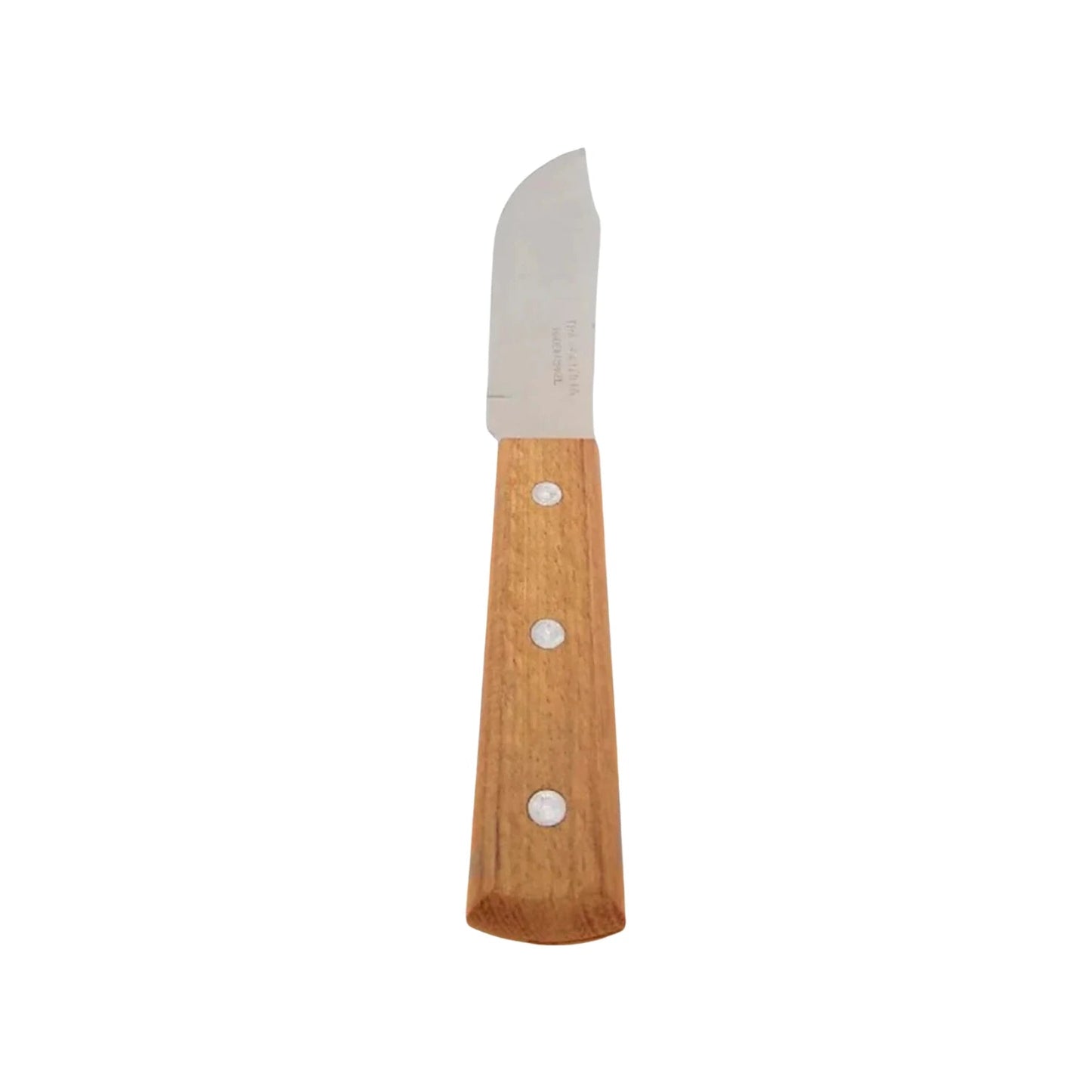 Cuchillo Tramontina con hoja lisa de acero inoxidable, mango de madera natural sujetado con 3 remaches para ferretería