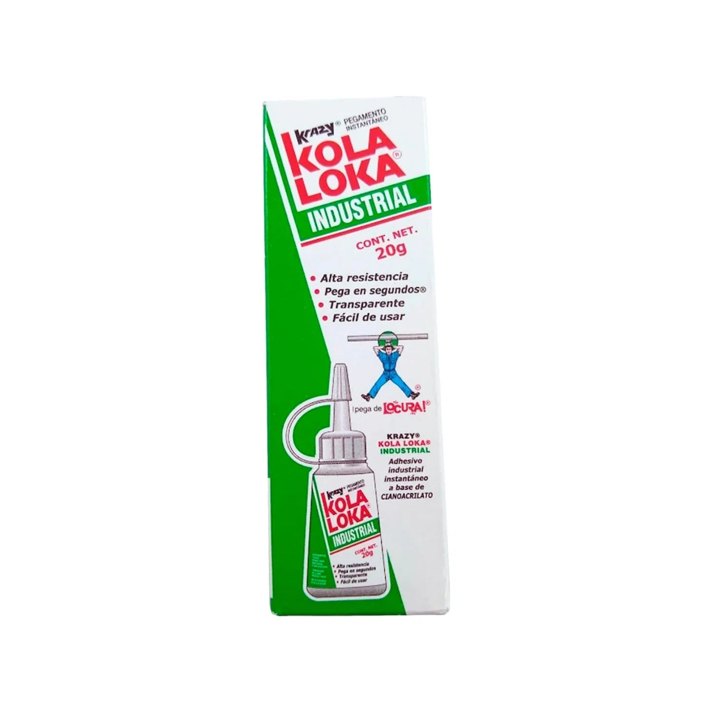 Pegamento instantáneo Kola Loka Industrial cianoacrilato 20g de alta resistencia transparente