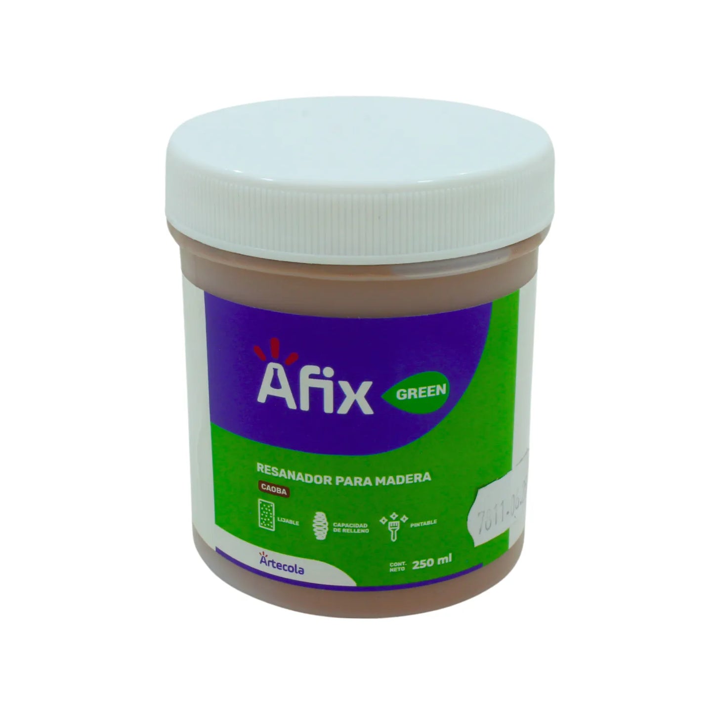 Resanador de madera Afix color caoba 250ml, pasta lijable y pintable para reparar grietas