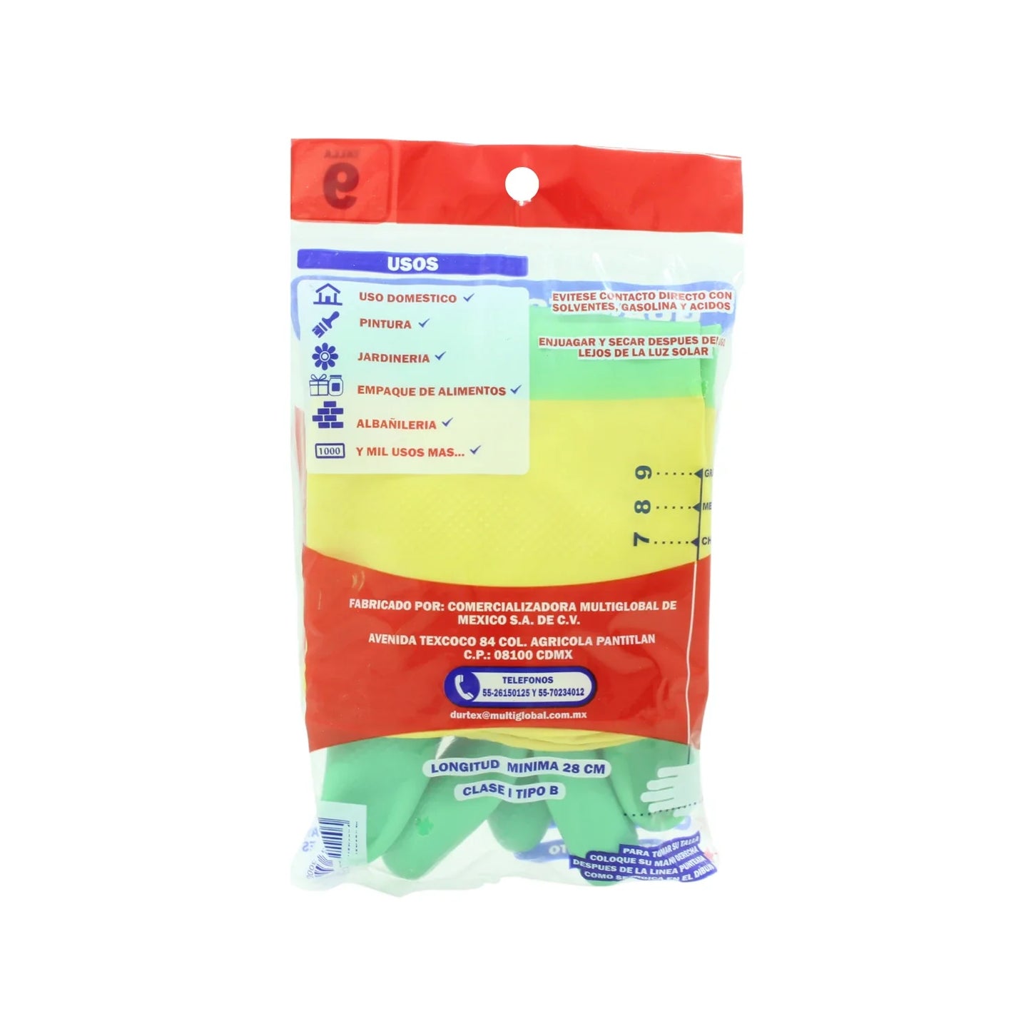 Guante de hule #9 verde/amarillo Durtex