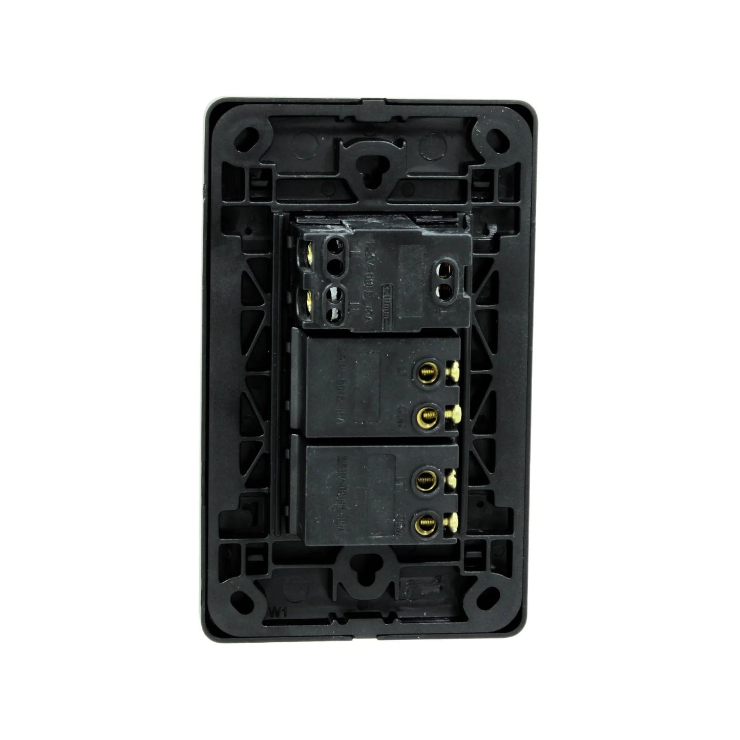 Placa 2 apagadores/1 contacto negra Genlit GL-PKBU21 buio
