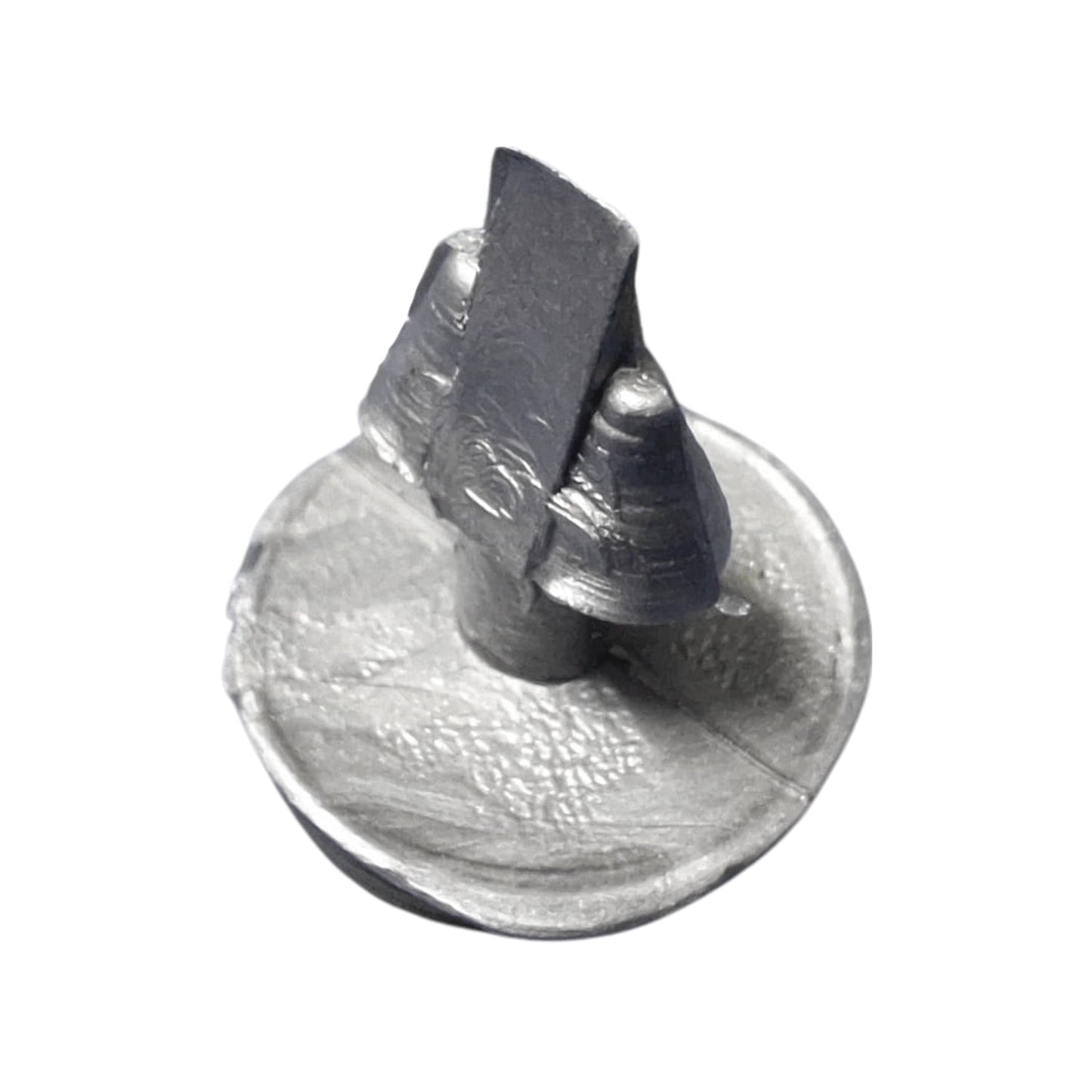 Broche sujetador push-pin gris para cinta rompevientos, con base redonda para fijación de tela