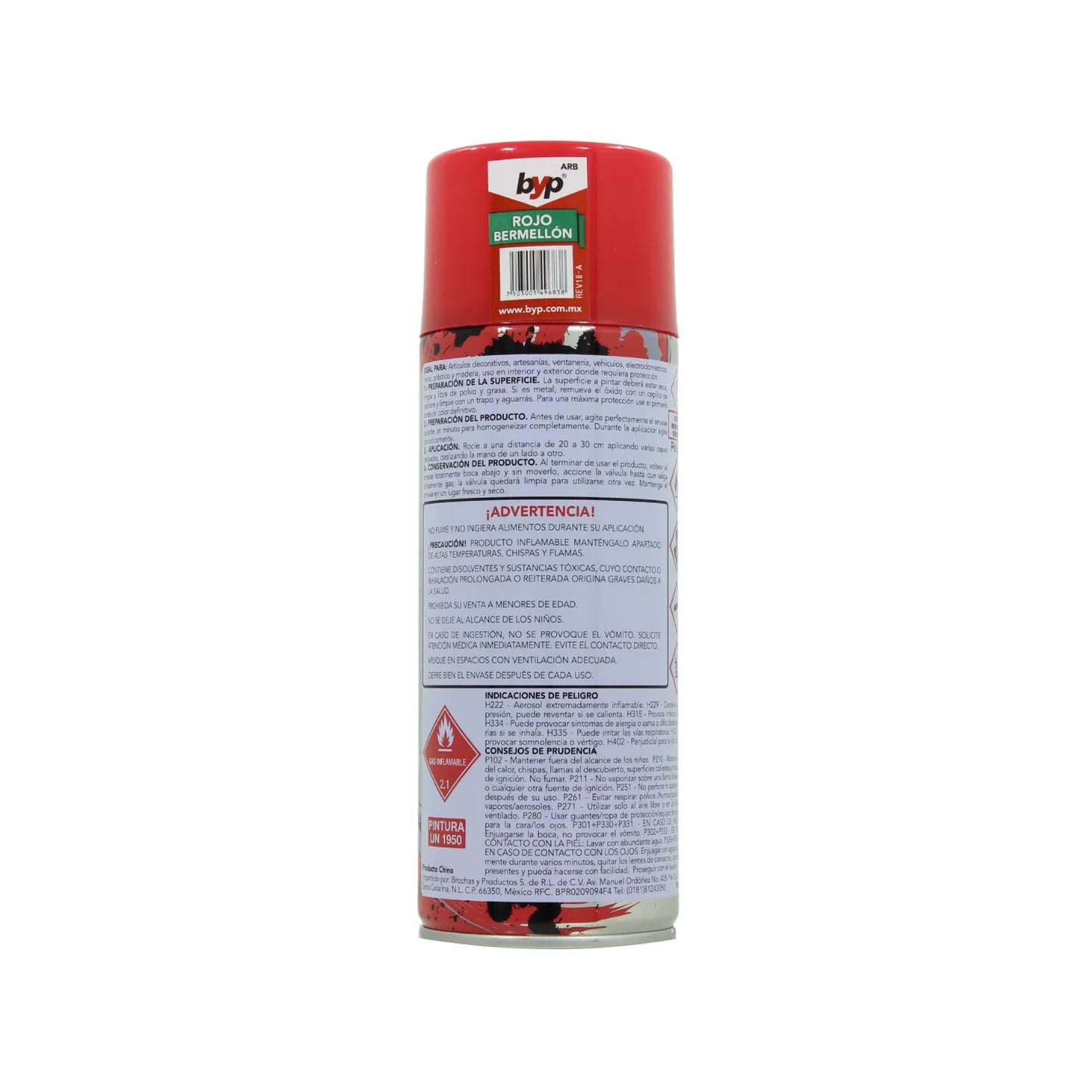 Pintura en aerosol roja bermellón 400 ml Byp ARB