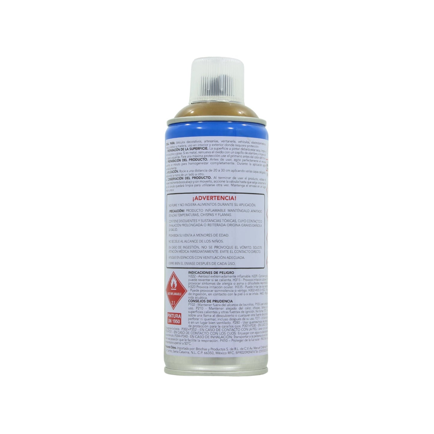Pintura en aerosol acrílica color oro de 400ml para superficies de madera, metal y plástico