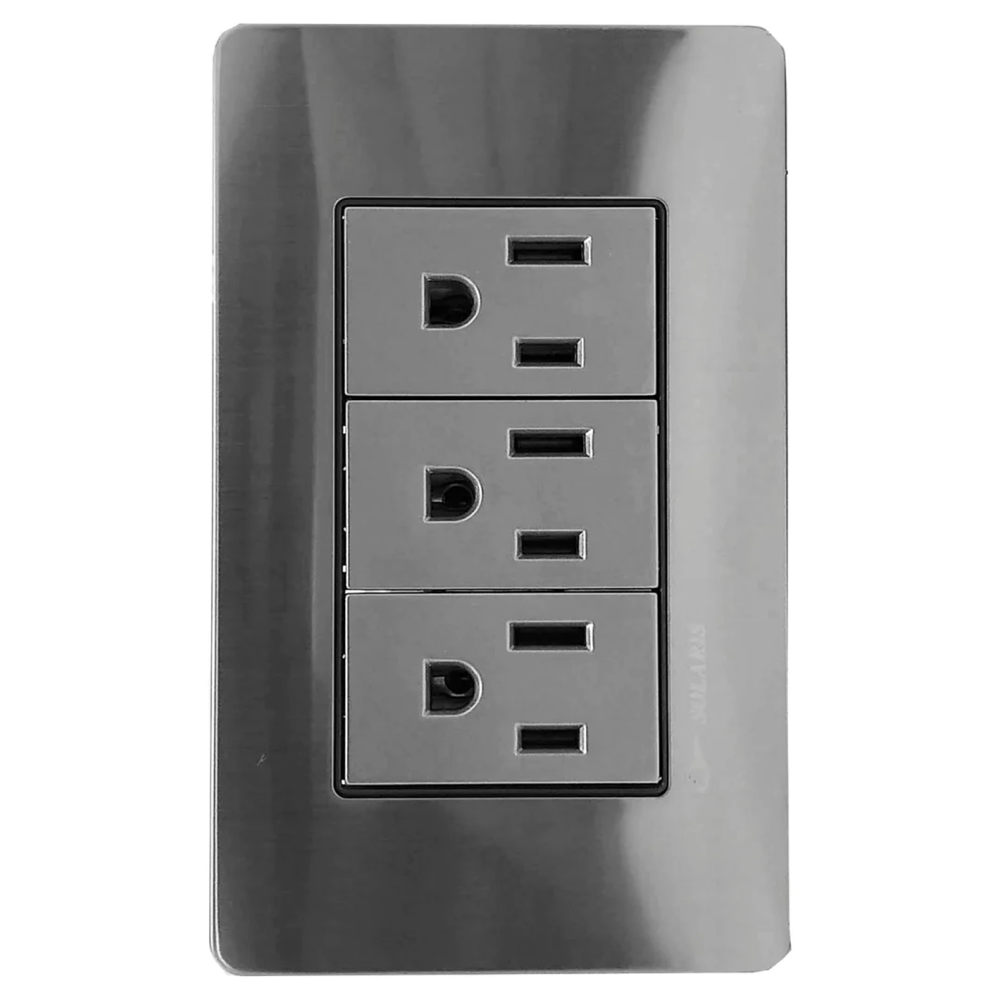 Placa 3 contactos gris cromo Solaris AL613GR