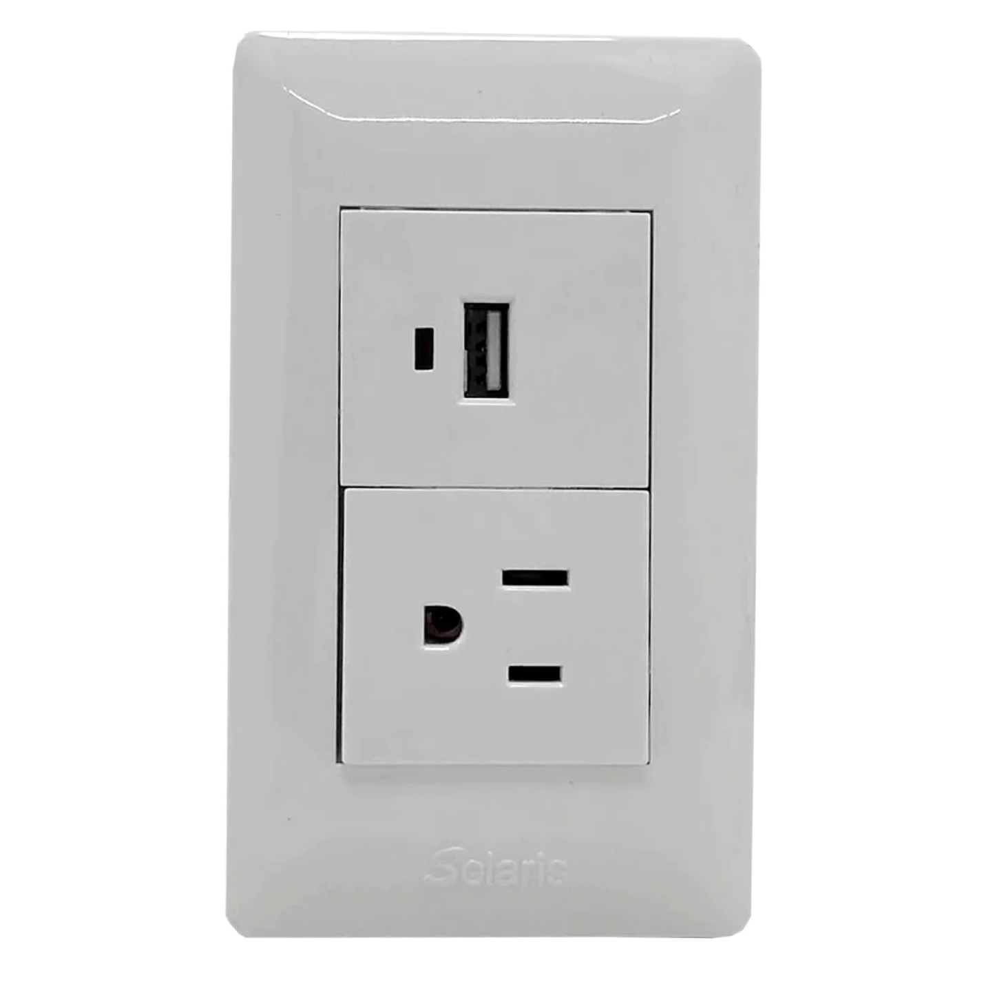 Placa 1 contato/1 USB blanca Solaris WB-61USB ultra