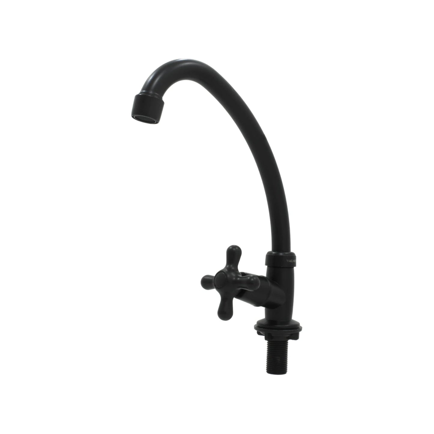 Llave individual Valmex negro mate para fregadero tipo bar con pico curvo y manija de cruz