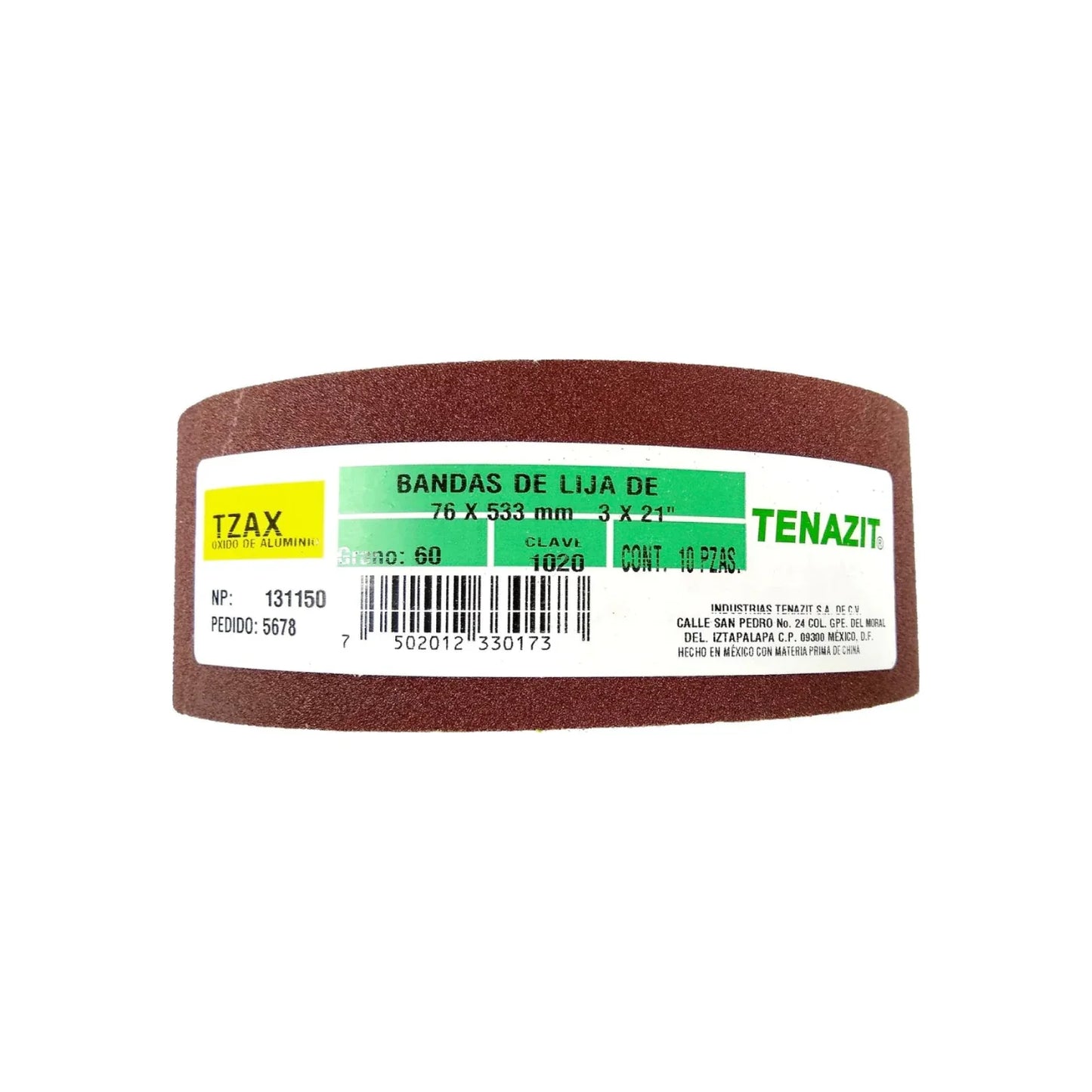 Lija de banda grano 60 para madera 3"x21" Tenazit 1020