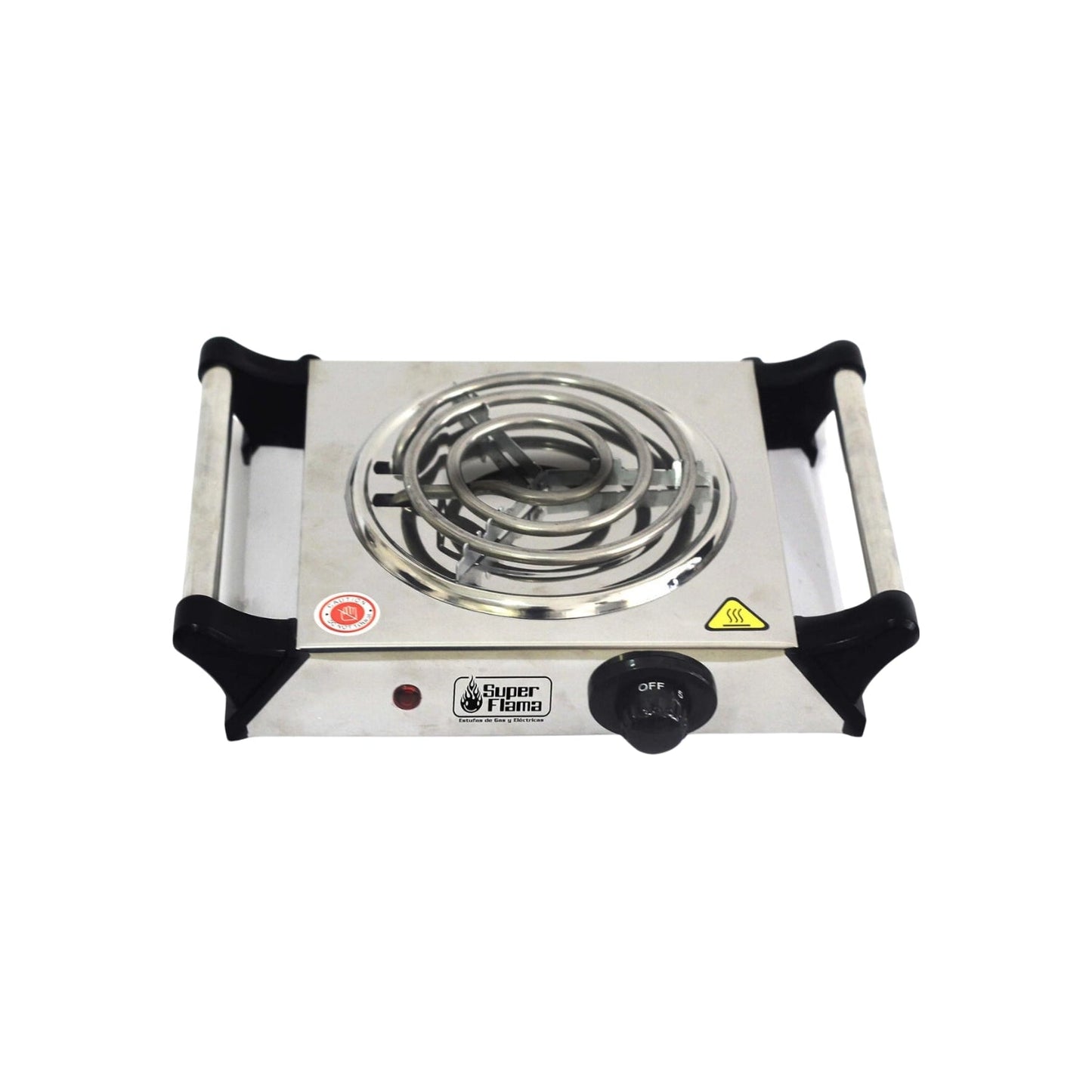 Parrilla eléctrica Super Flama de 1 quemador, acero inoxidable plateado, con control de temperatura, portátil