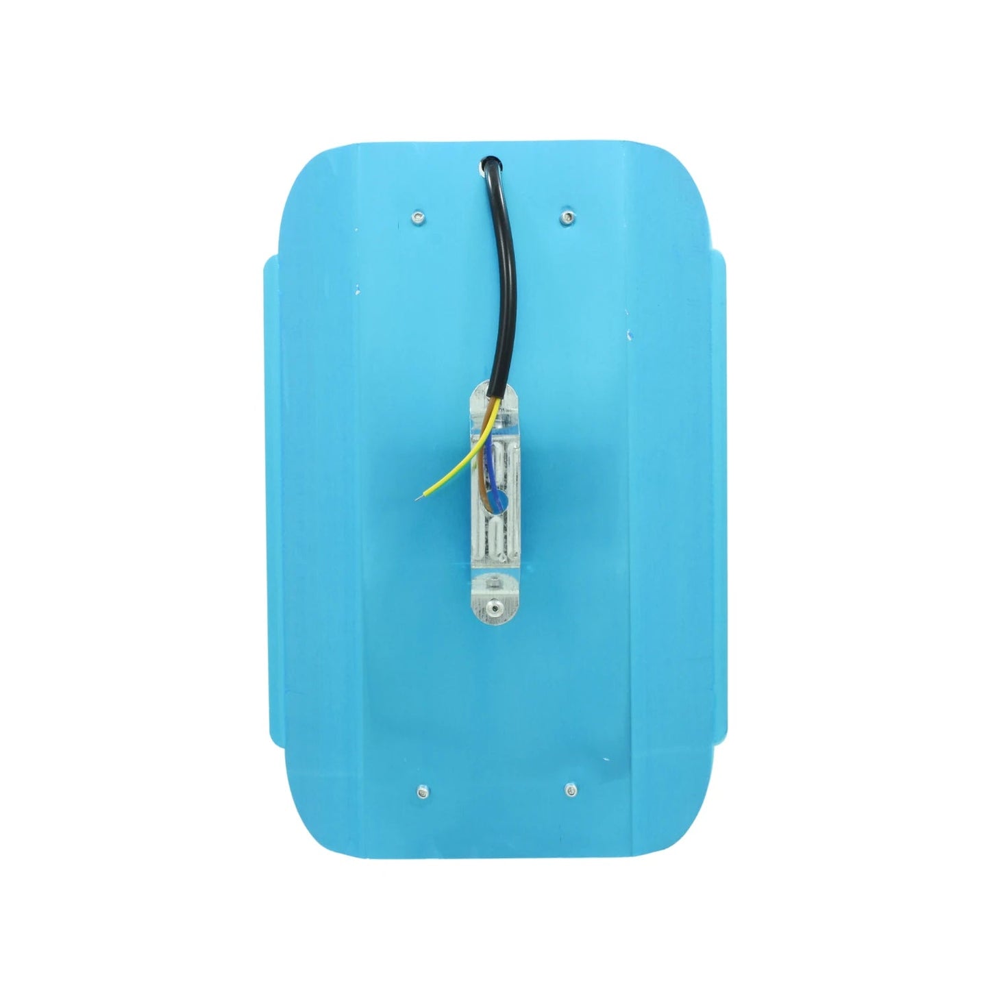 Reflector de luz multivoltaje, placa de montaje trasera azul con cableado eléctrico expuesto