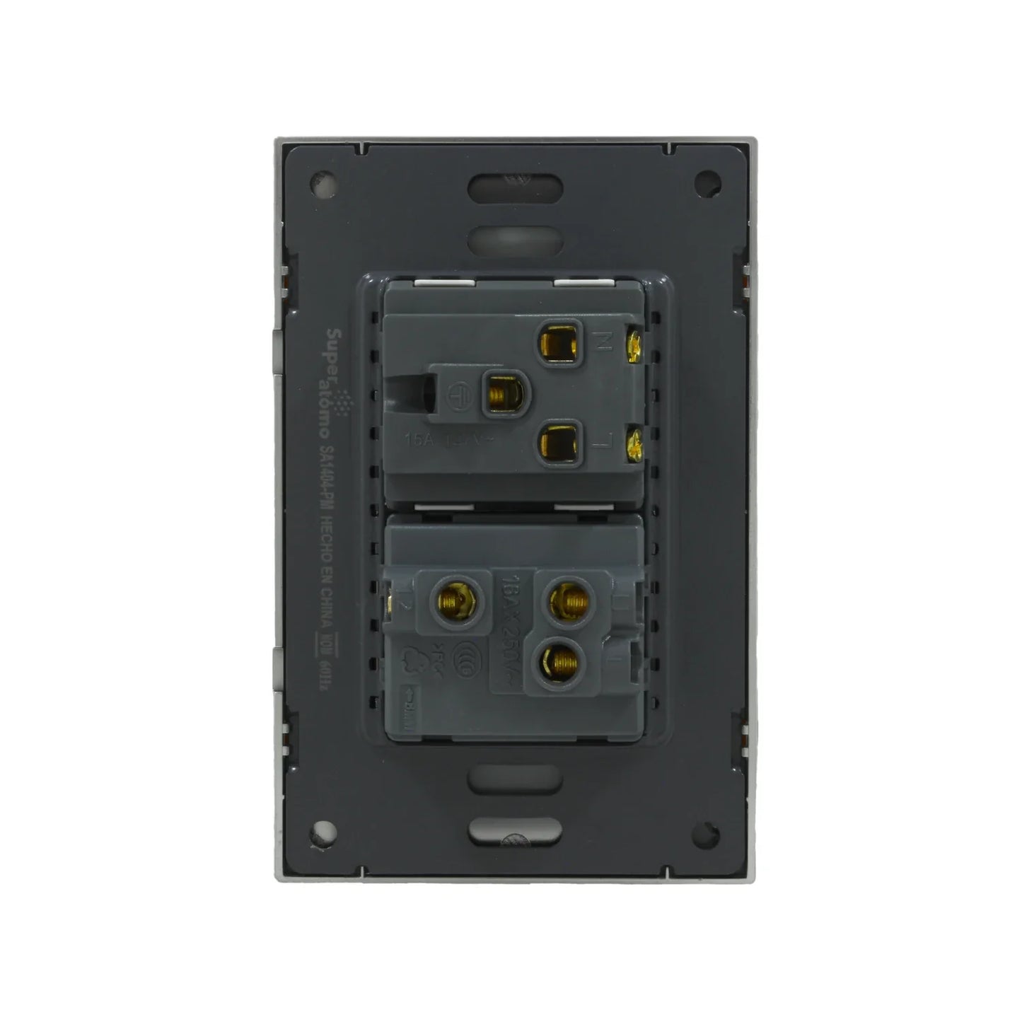 Placa 1 apagador escalera/2 contactos blanca push Solaris L-61-2