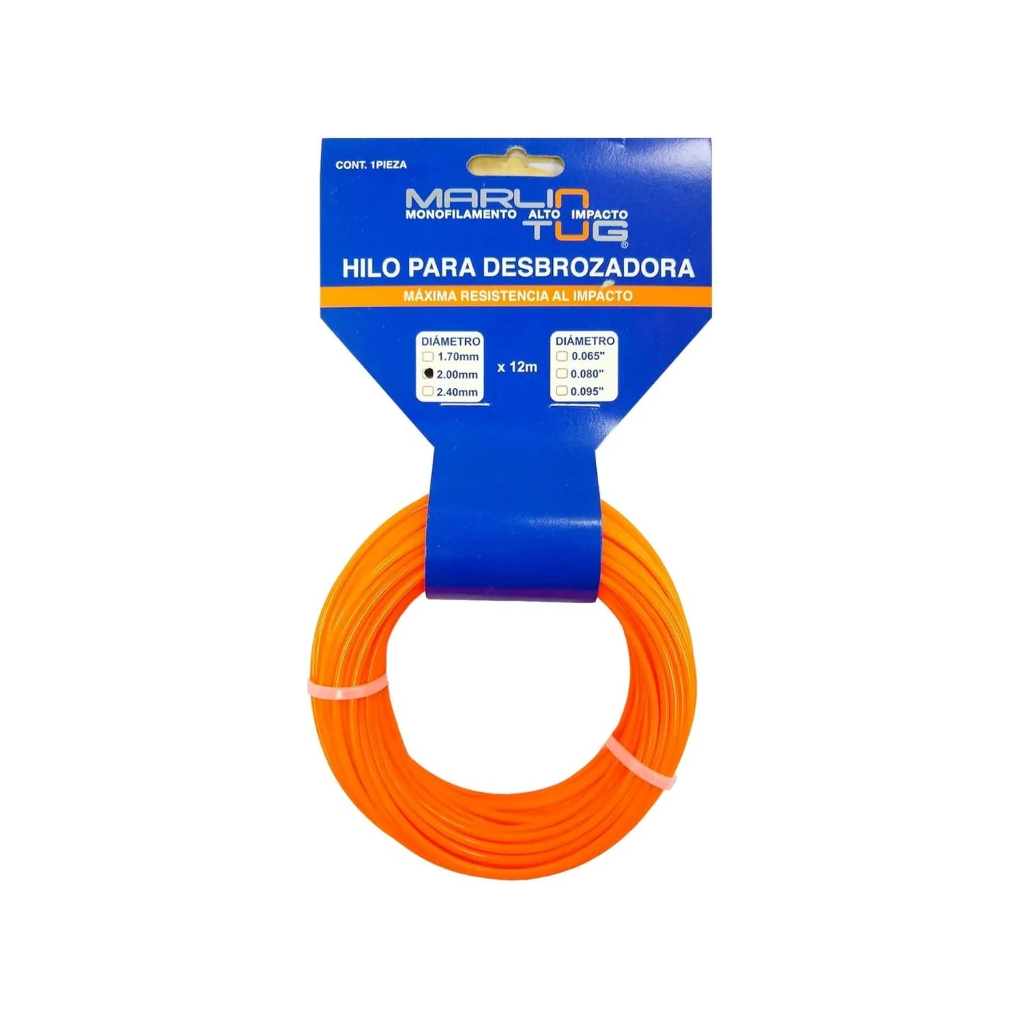 Hilo para desbrozadora Marlin TUG monofilamento naranja 2.00mm x 12m de máxima resistencia al impacto