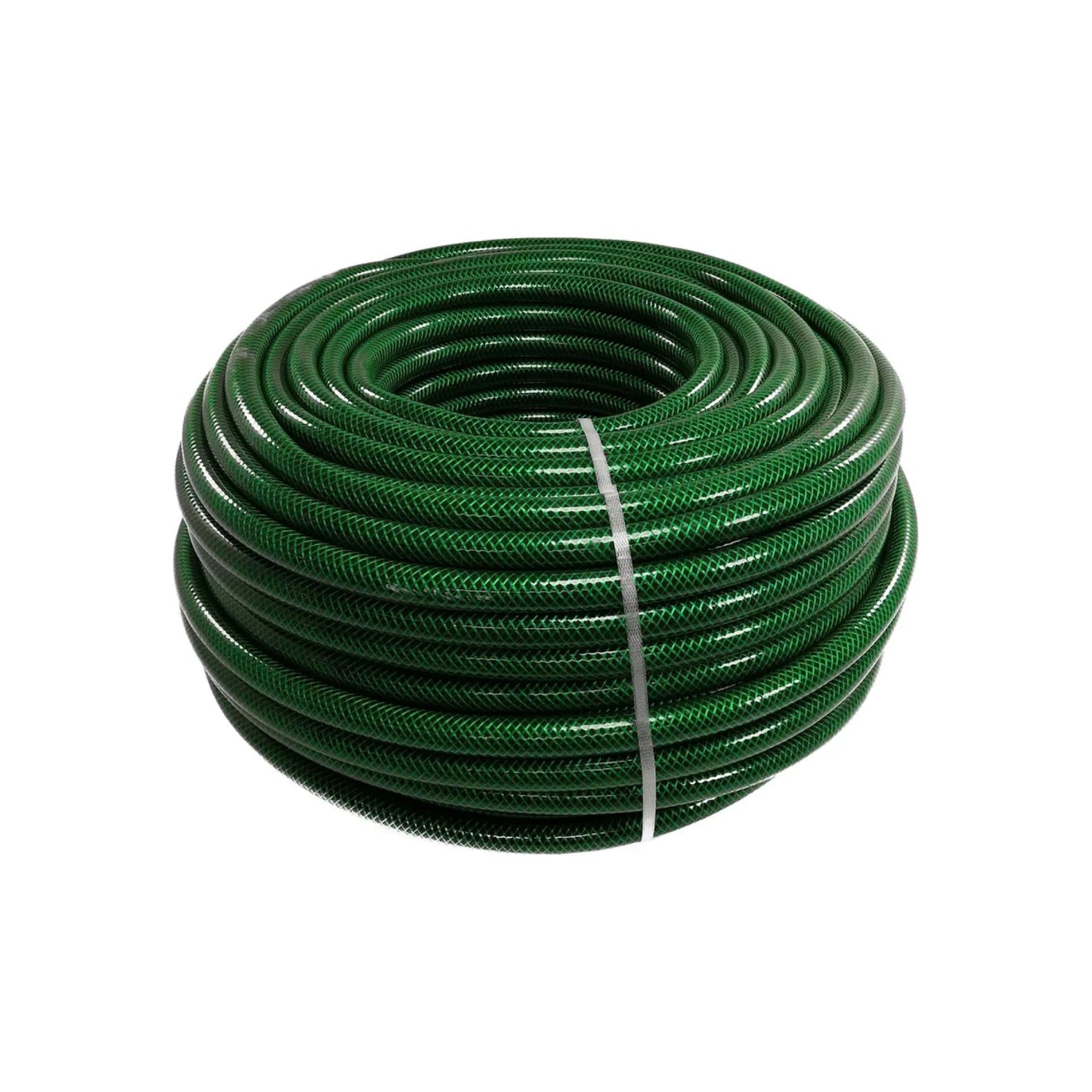 Manguera de jardín tramada verde, 3/4", enrollada, para riego y uso exterior