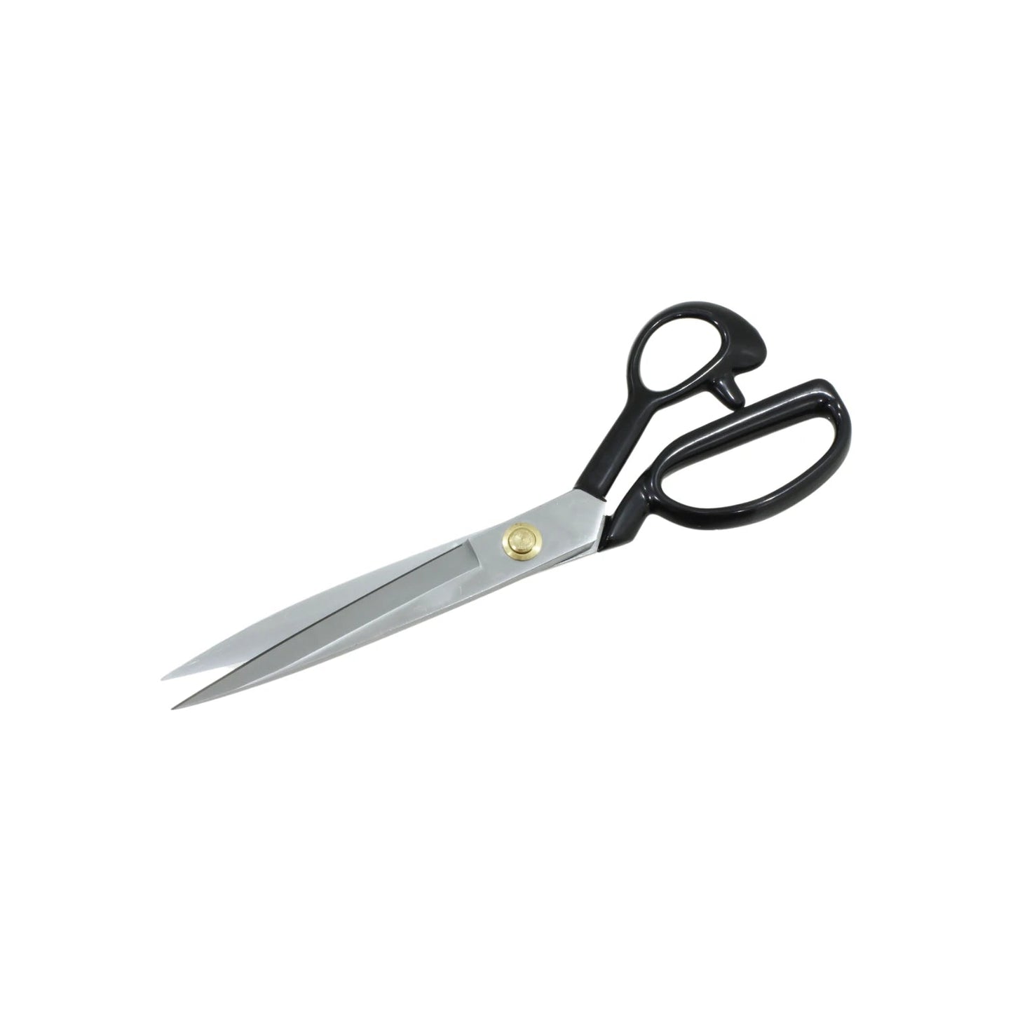 Tijera profesional para sastre 12" con mangos negros ergonómicos antideslizantes y hojas de acero afiladas