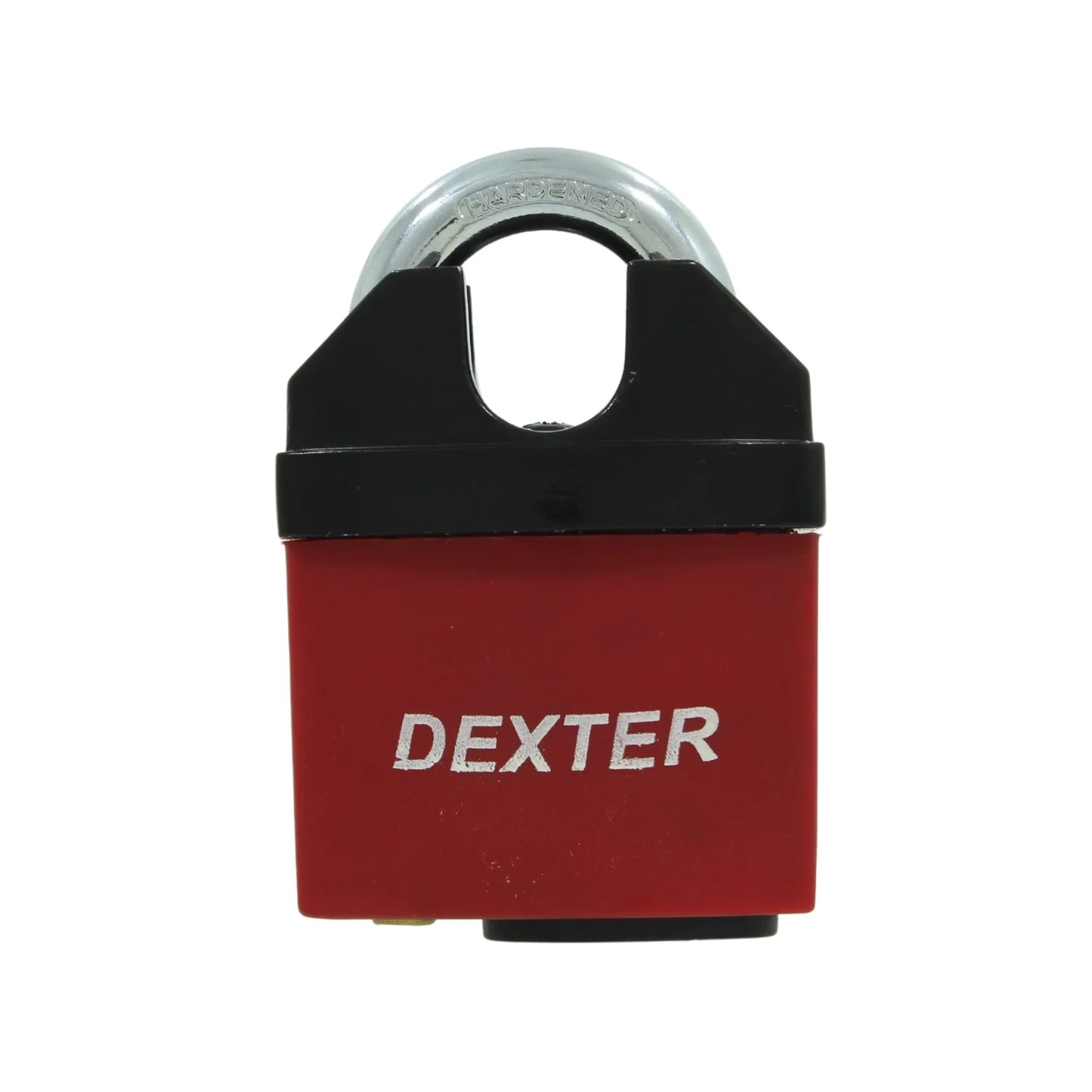 Candado 65 mm gancho acorazado antiganzúa rojo Dexter 16941