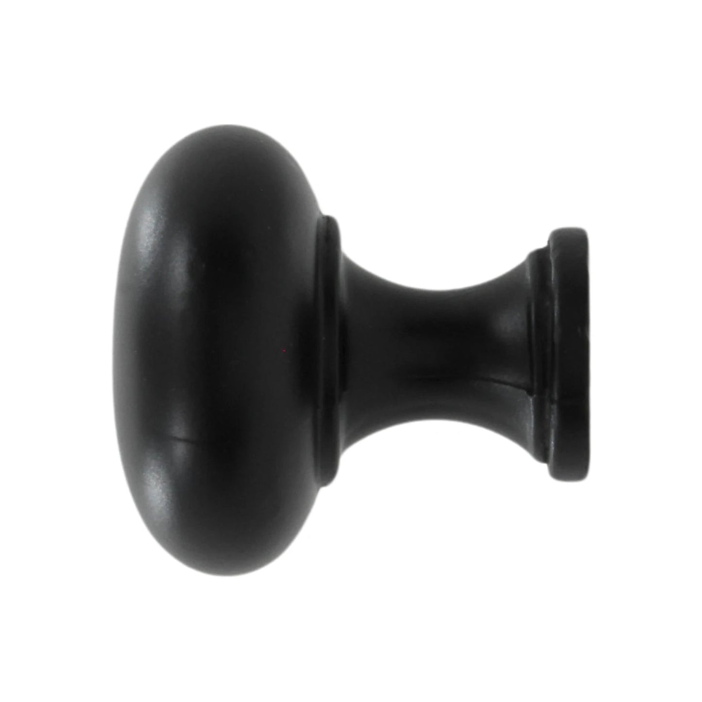 Jaladera tipo botón ovalado negro para gabinetes y cajones, diseño moderno, acabado mate