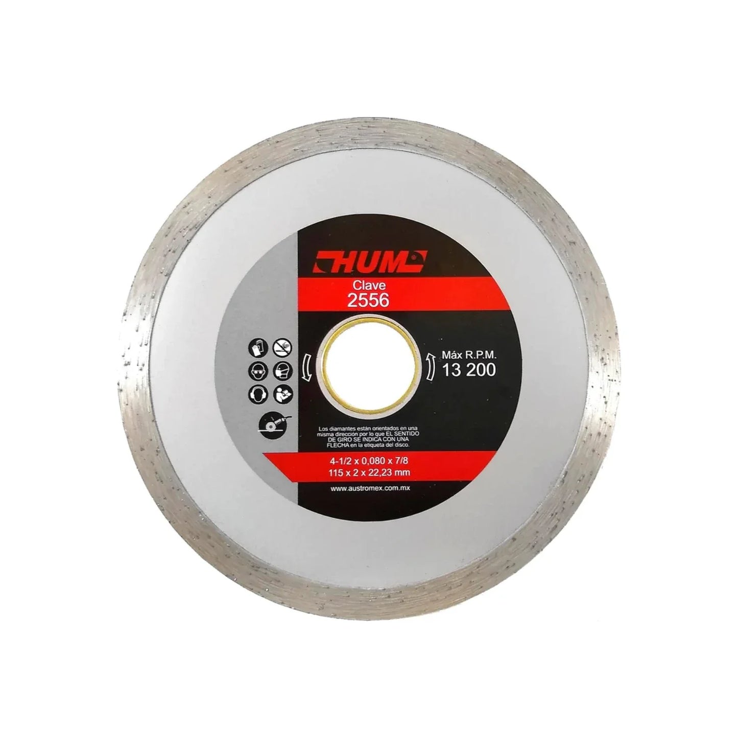 Disco 4 1/2" corona continua Austrodiam HUM 2556 diamantado