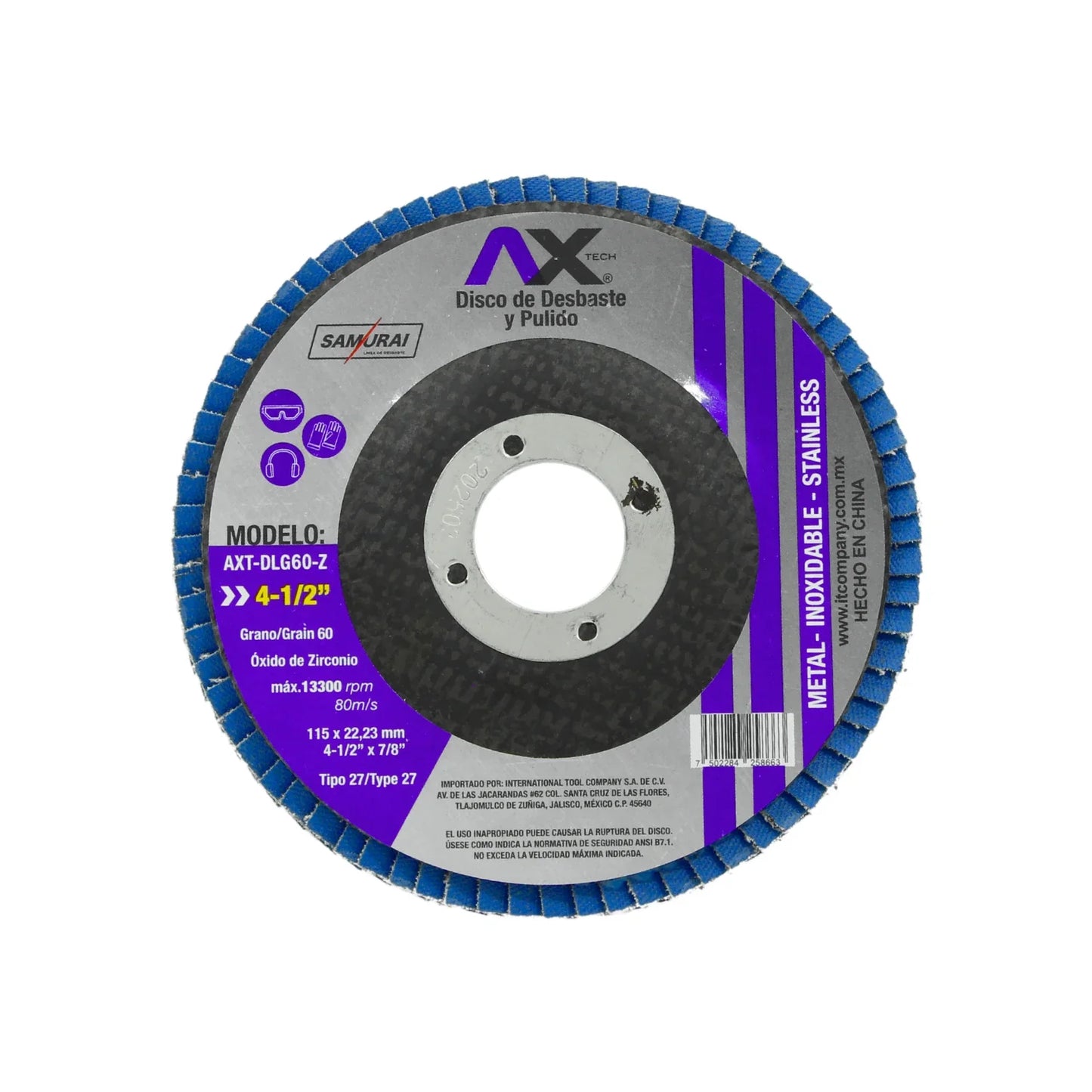 Disco 4 1/2" laminado grano 60 Axtech AXT-DLG60