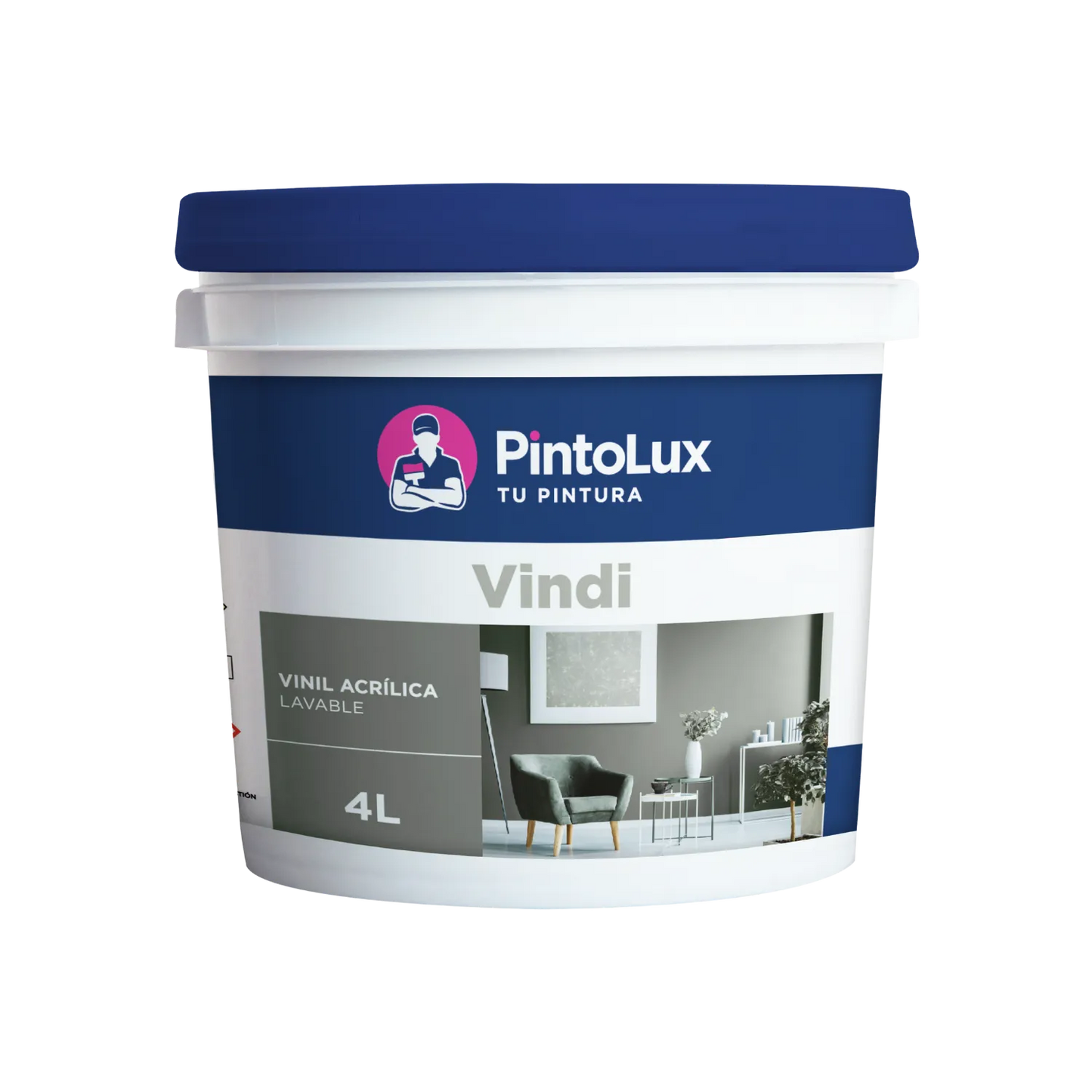 Pintura vinílica acrílica lavable gris 4L PintoLux Vindi para paredes interiores
