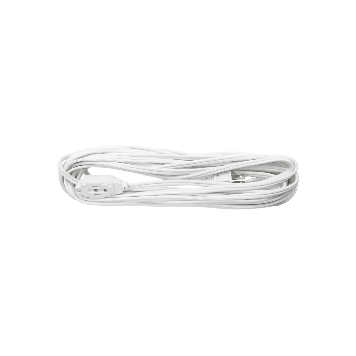 Extensión eléctrica blanca enrollada de 3 tomas, ideal para uso interior en hogar u oficina